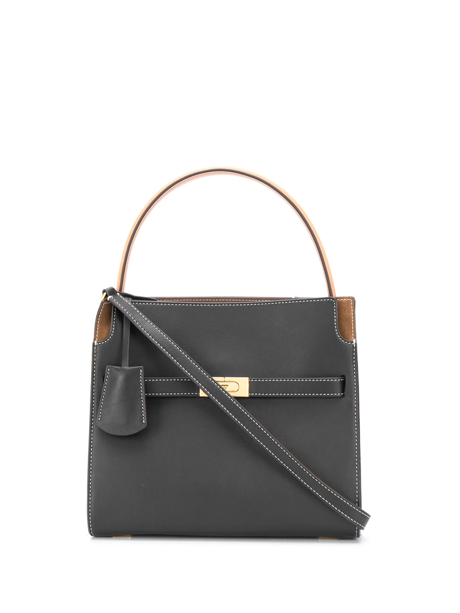 Tory Burch Grained Leather Bag With Suede Panels