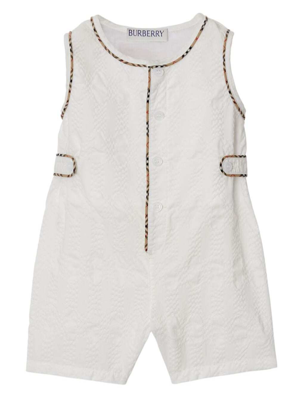 Burberry White Romper With Matching Beret In Cotton Baby In Gray