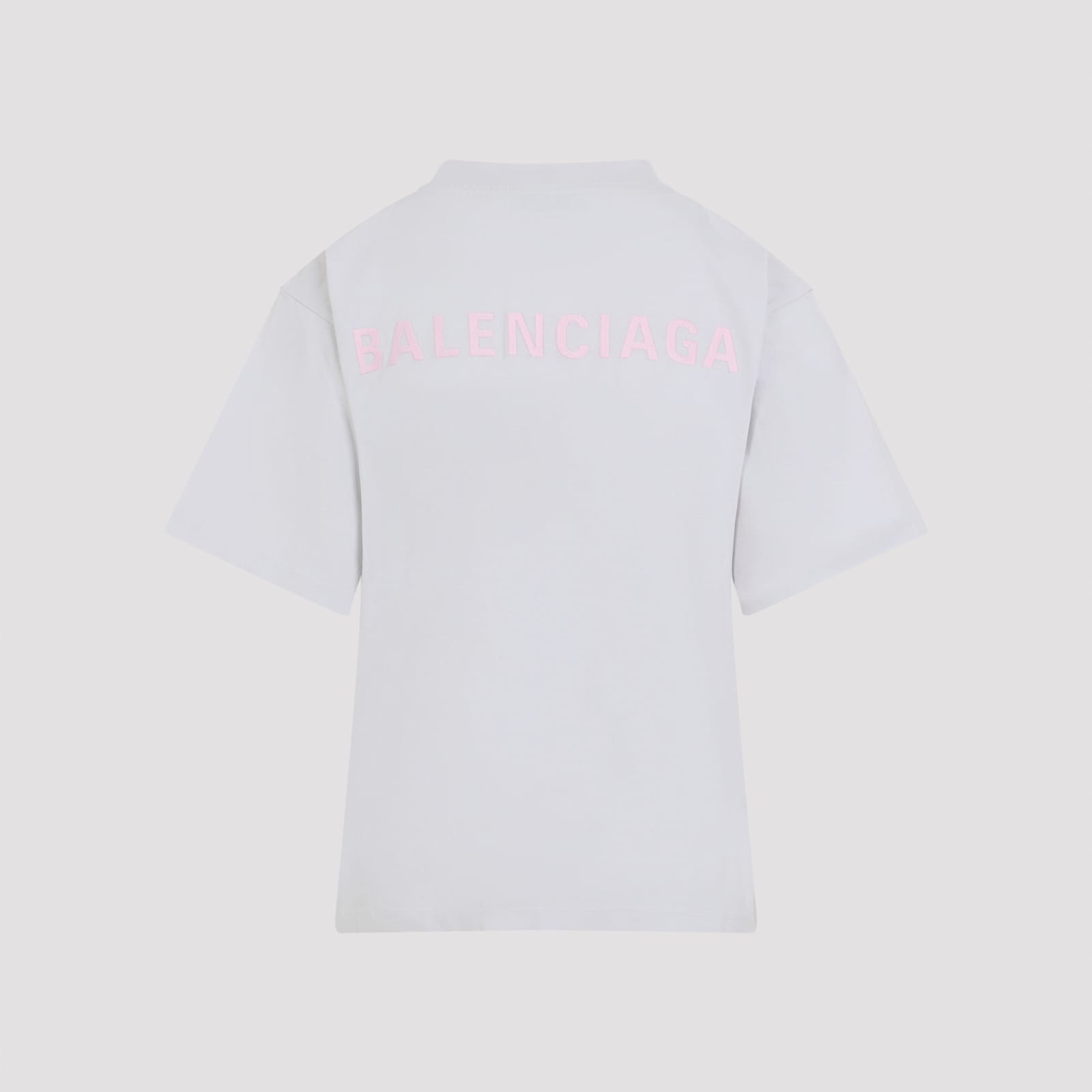 Balenciaga Cotton T-shirt With Logo Embroidery In Gray