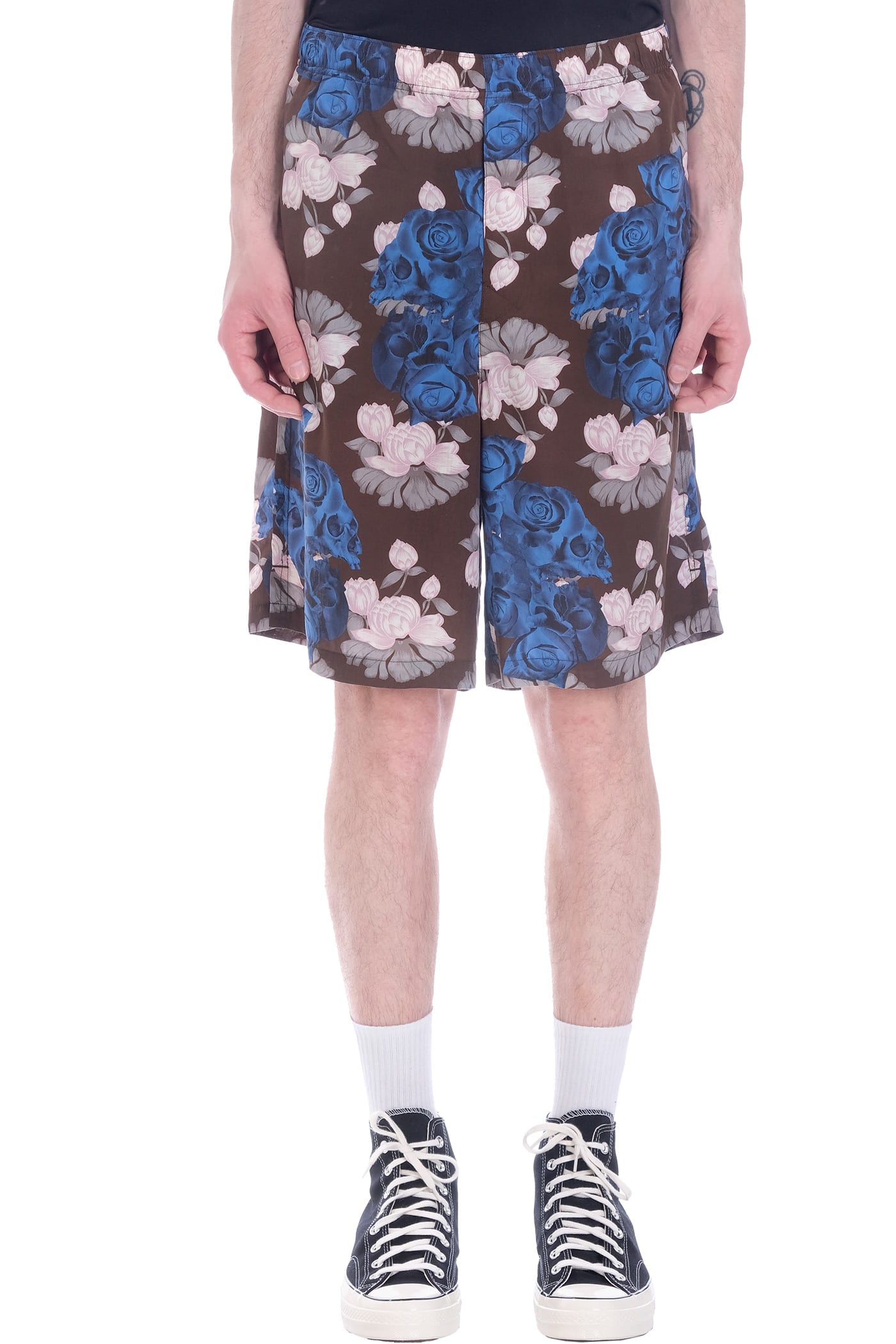 Undercover Rose-print Bermuda Shorts In Brown
