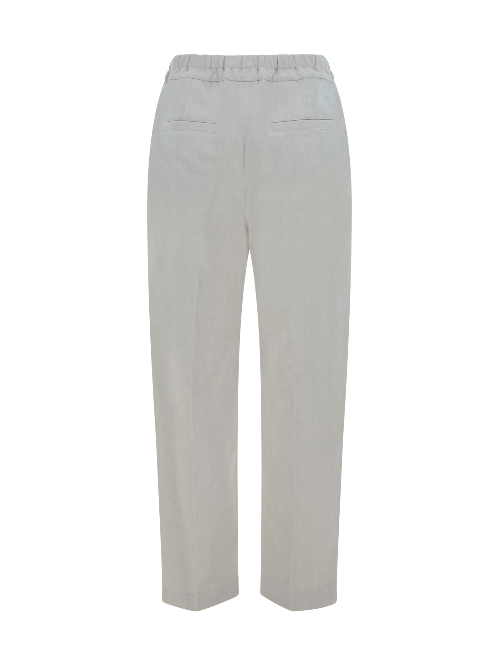 Brunello Cucinelli Drawstring Waist Straight Leg Trousers In Chalk