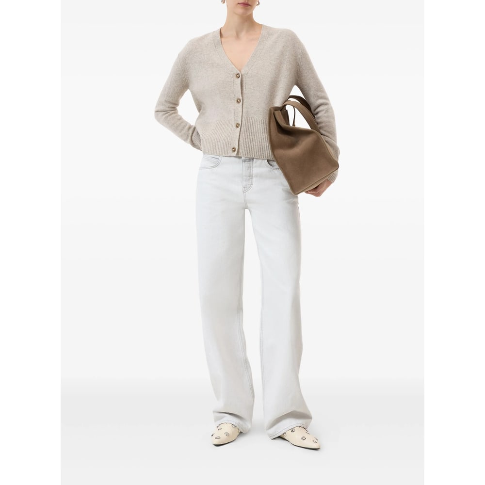 Closed Wool V-necked Cardigan In Neutral