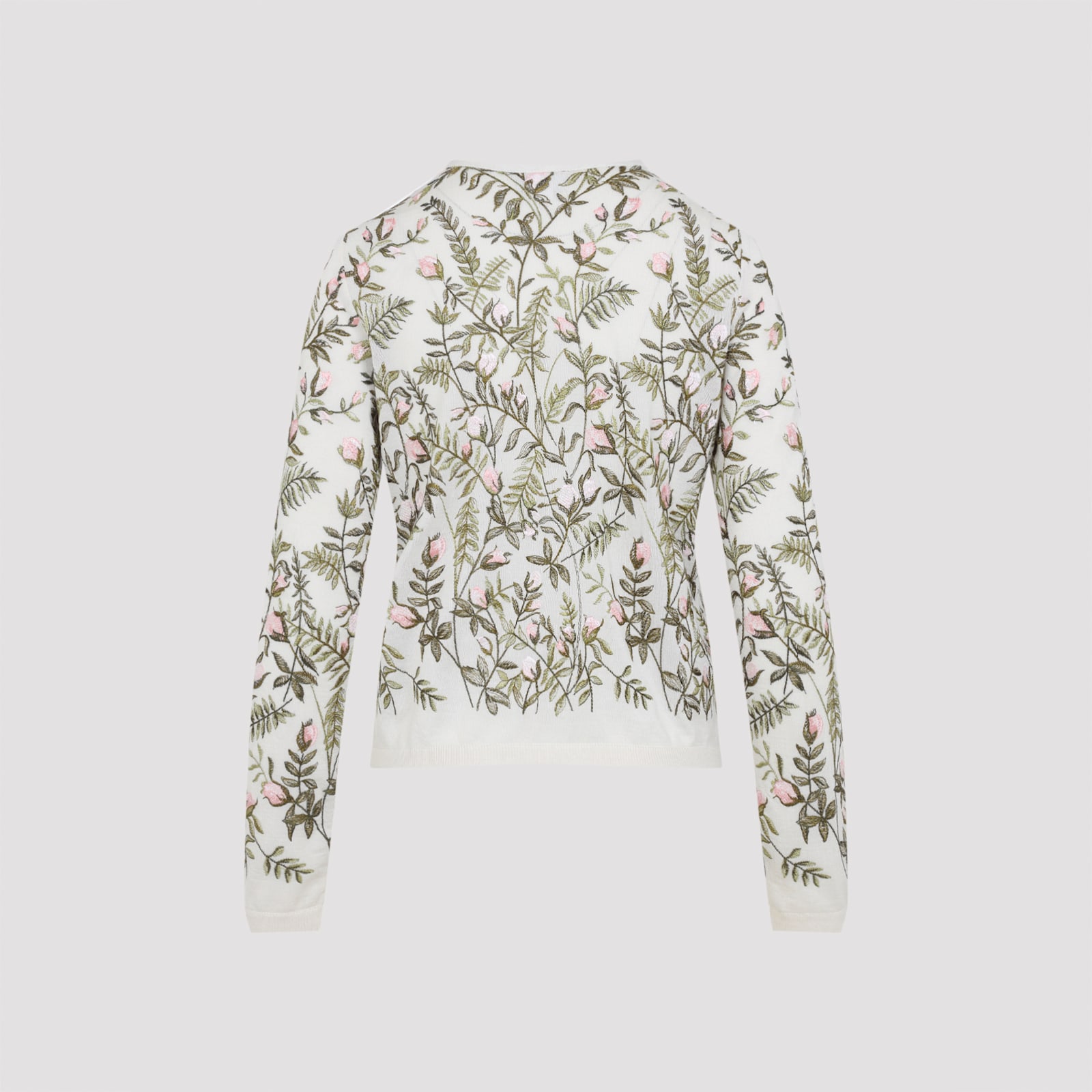 Giambattista Valli Floral-embroidered Cashmere And Silk Cardigan In Gray