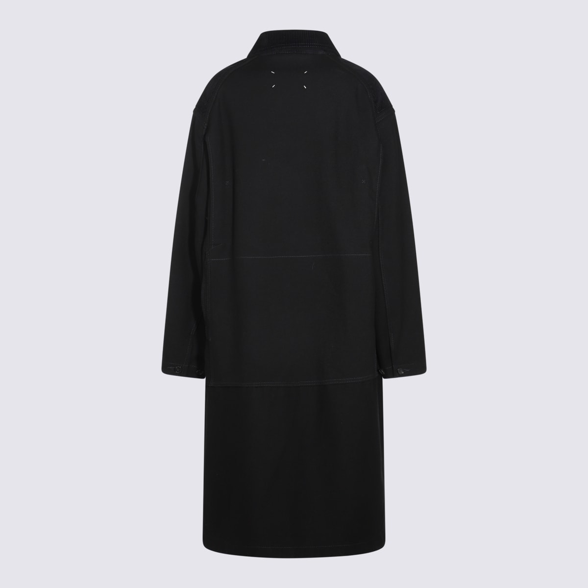 Shop Maison Margiela Black Wool Coat