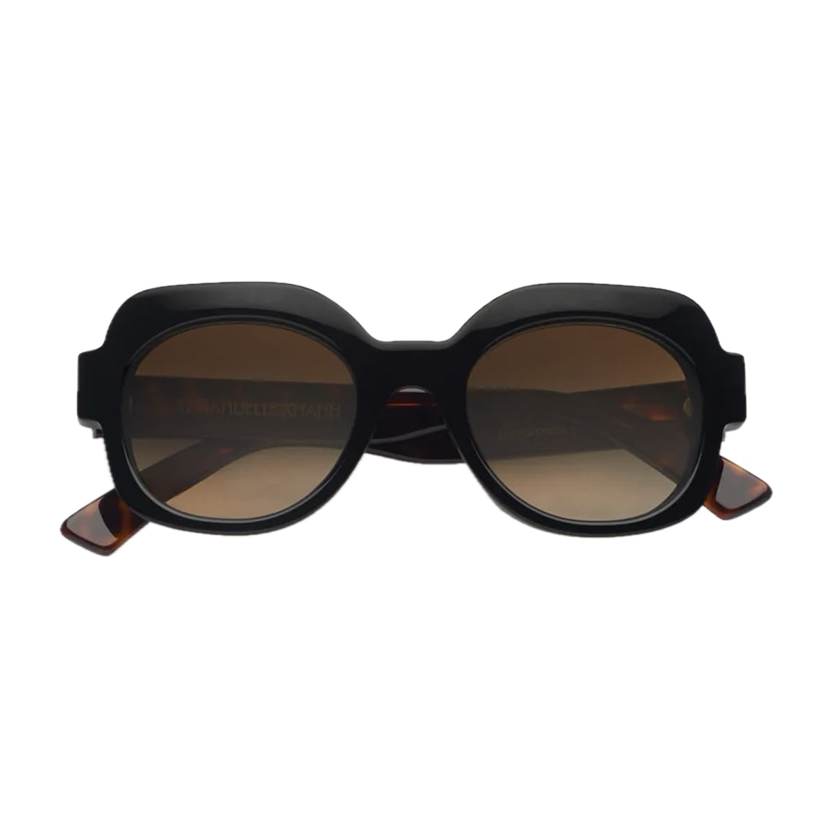 Emmanuelle Khanh Satin 16-18 Nero Tartarugato Sunglasses In Black