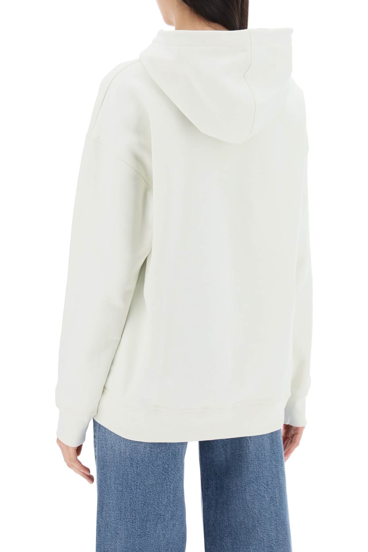 Shop Ganni Oversized Isoli Hooded In Egret (green)