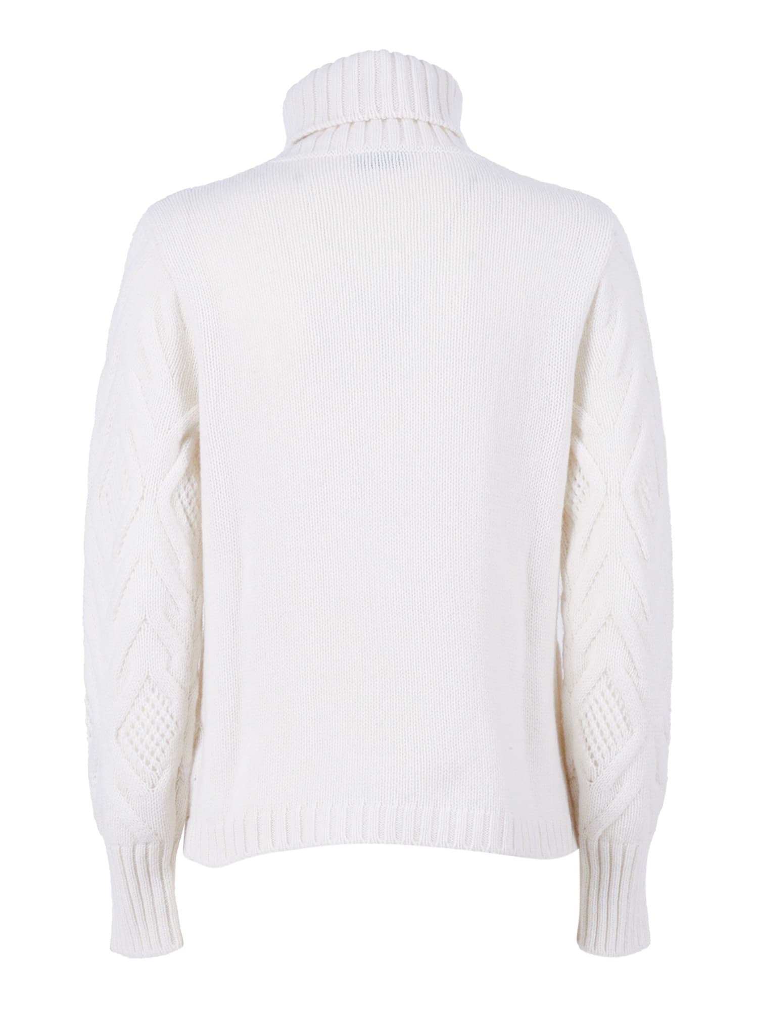 Kangra Cashmere Textured Diamond Pattern Turtleneck Sweater In White
