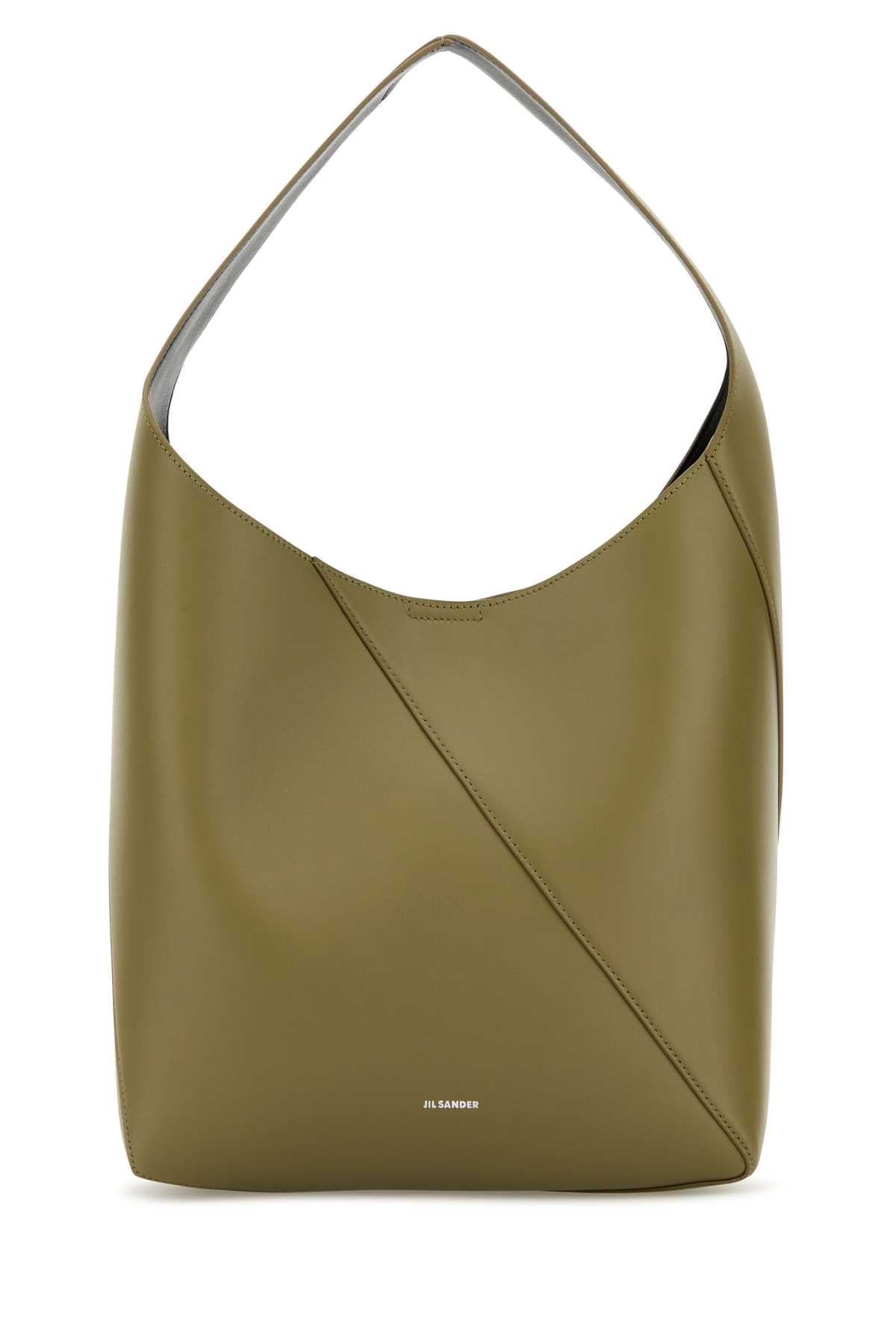 Shop Jil Sander Sage Green Leather Medium Vertigo Shoulder Bag In Darklinden