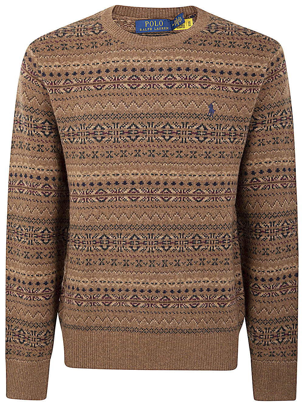 Shop Polo Ralph Lauren Long Sleeves Pullover In Camel Combo