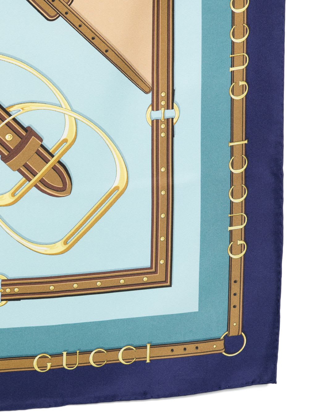 Gucci Printed Silk Foulard In Blue