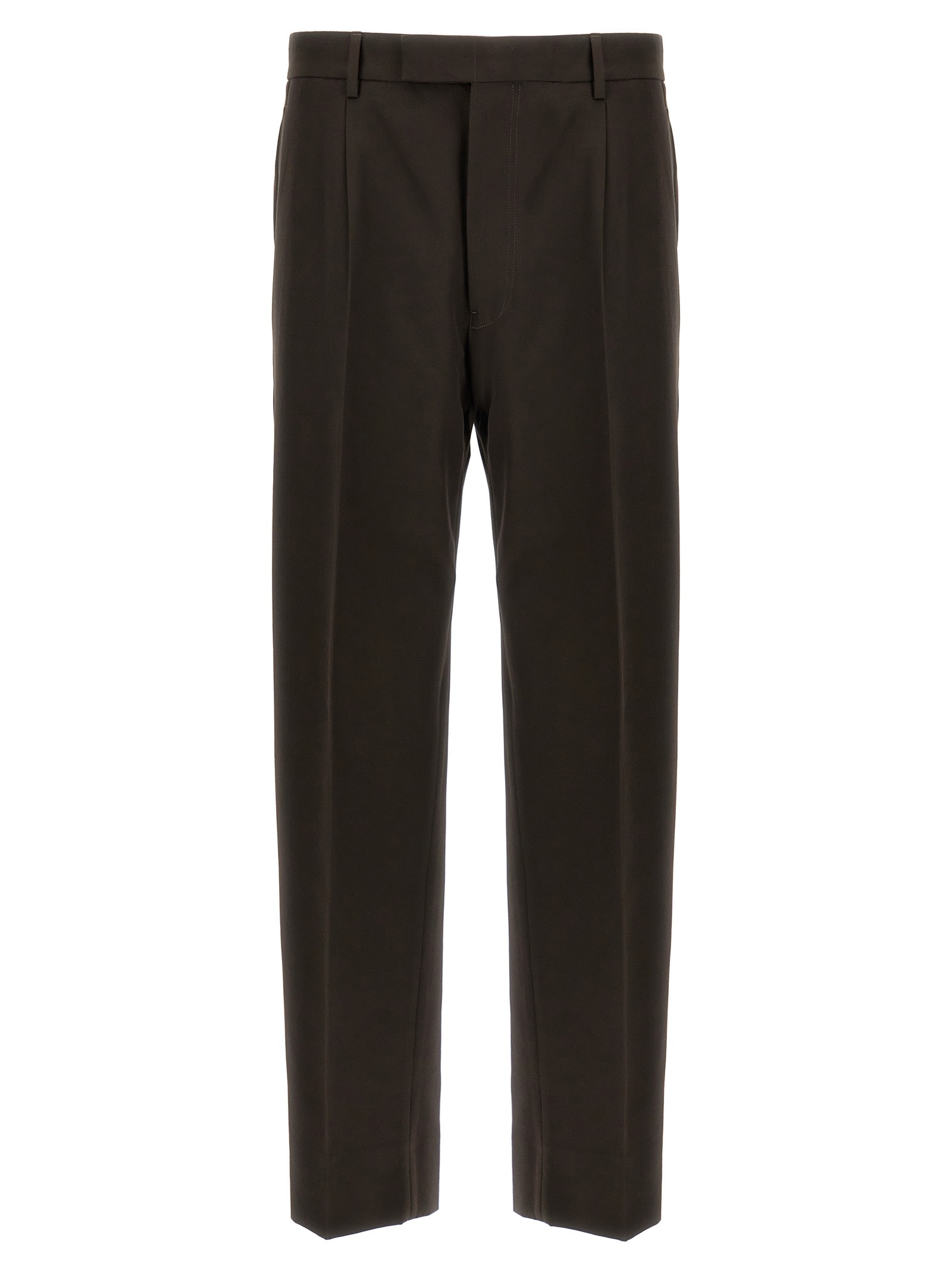 Shop Zegna Front Pleat Pants In Brown