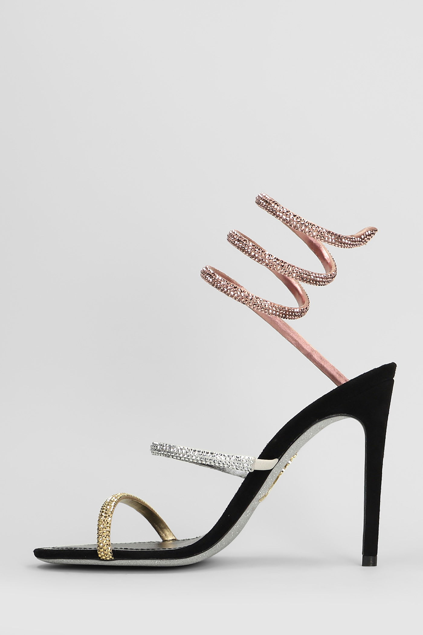 René Caovilla Heeled Sandals Embellished Straps In Multi