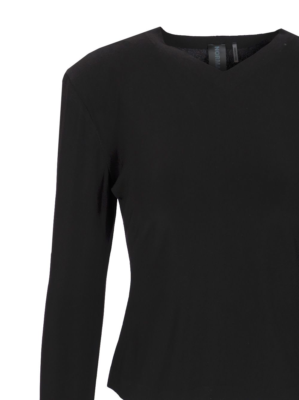 Norma Kamali V-necked Top With Fitted Silhouette And Shoulder Pads In Black