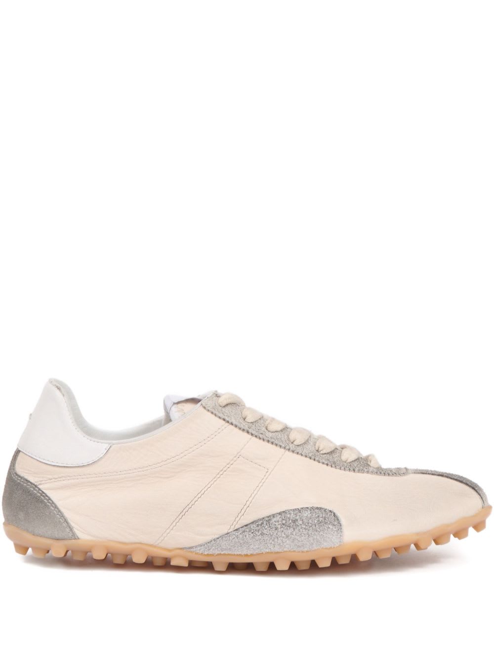 Maison Margiela Sprinters Beige Sneaker With Insert Design And Notched Sole In Leather Woman In Multi