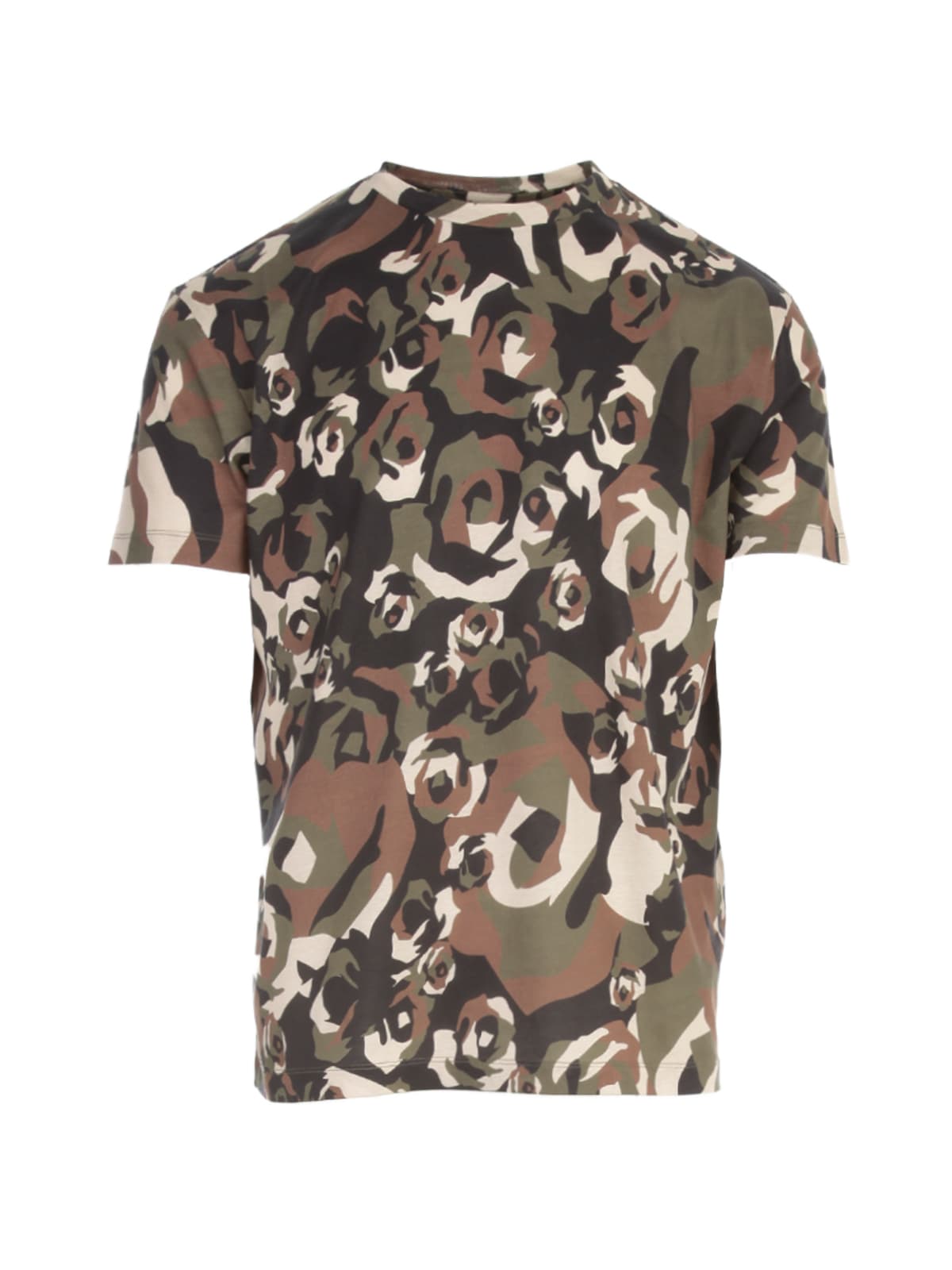 Les Hommes Regular T-shirt W/camouflage Roses Printing