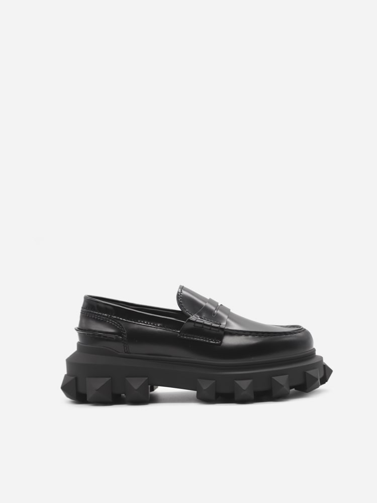 Valentino Garavani Trackstud Leather Loafers