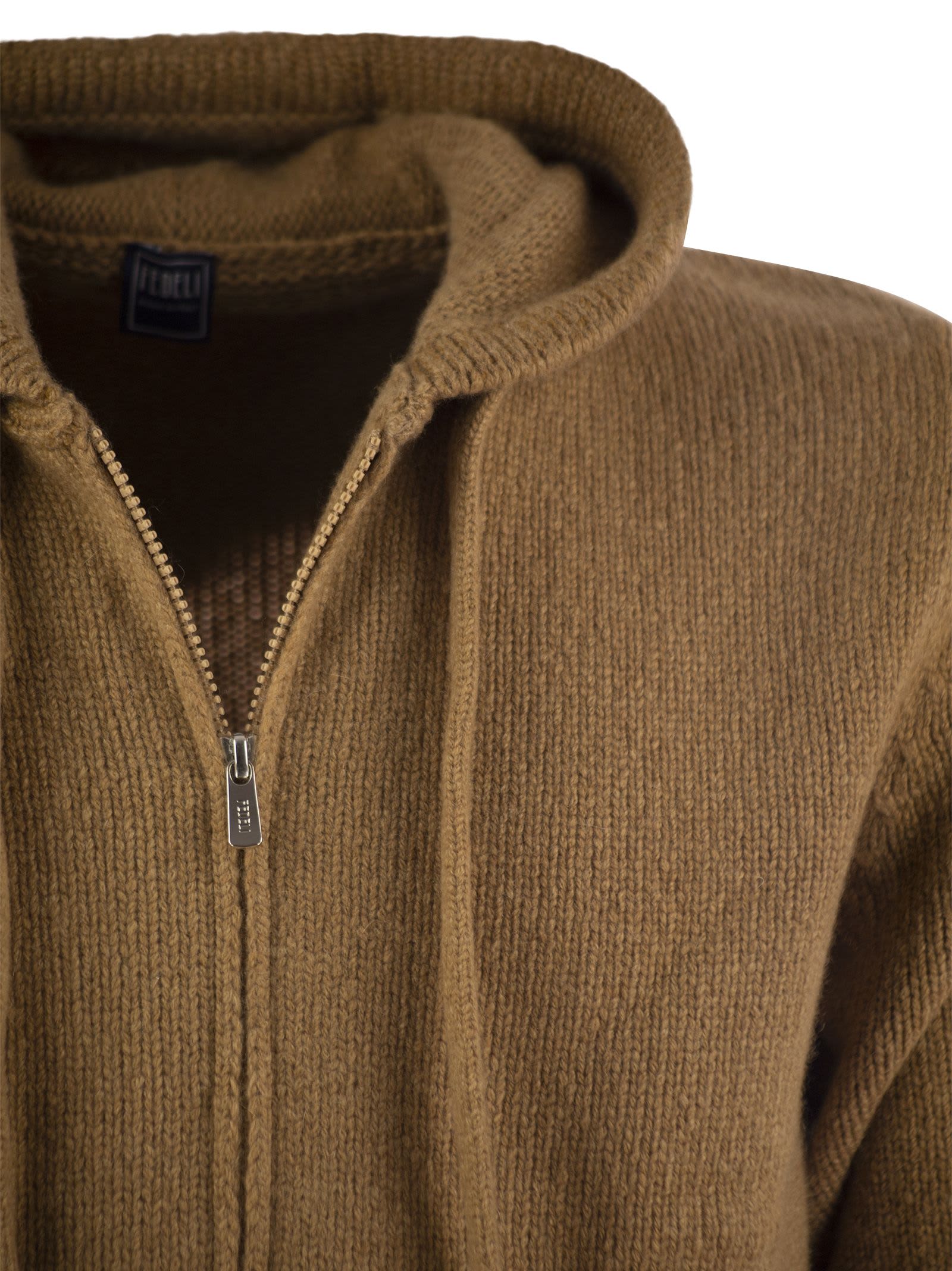 Shop Fedeli Pure Cashmere Hooded Cardigan In Brown