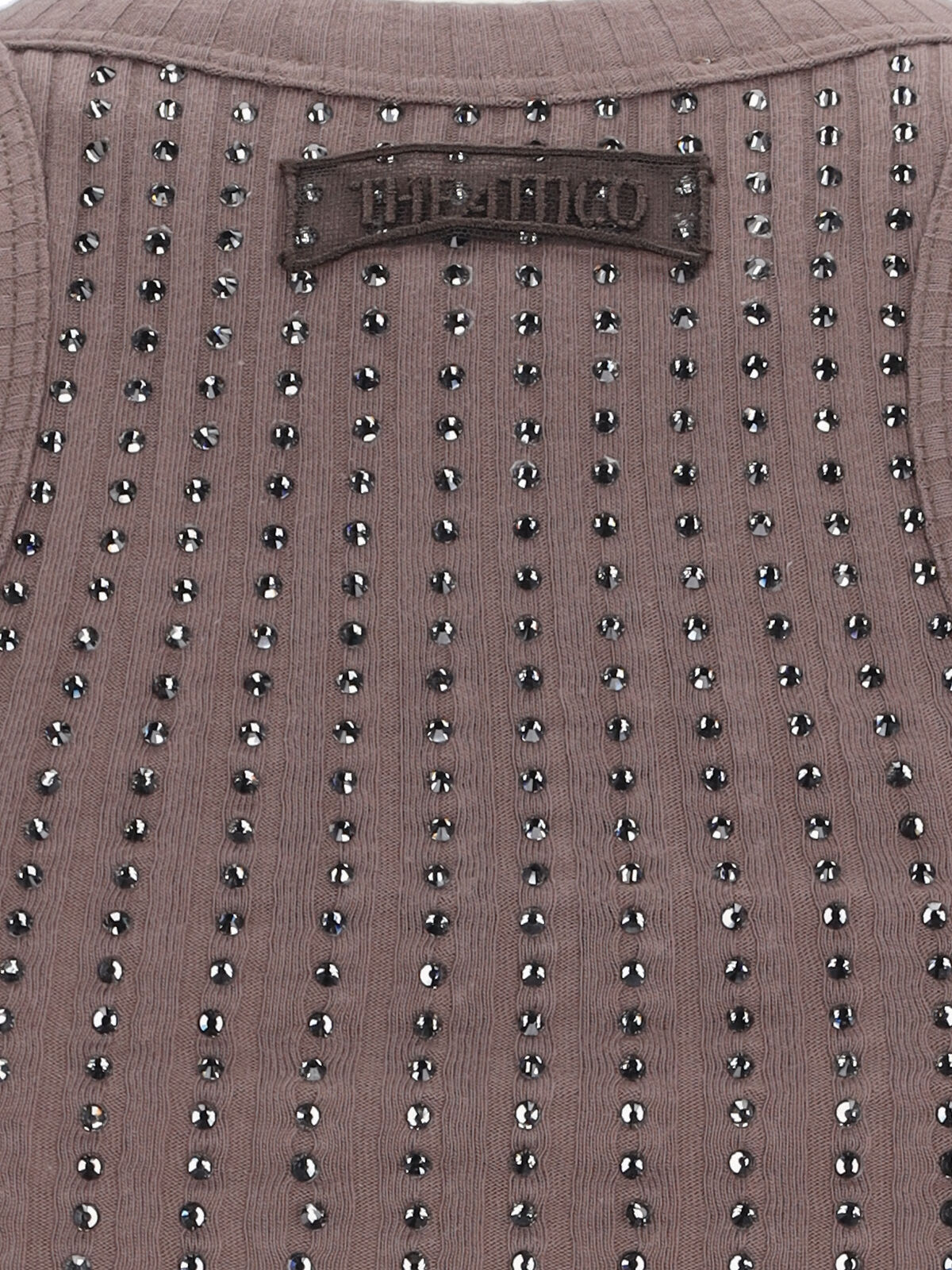 Attico Crystal-embellished Mini Dress In Brown