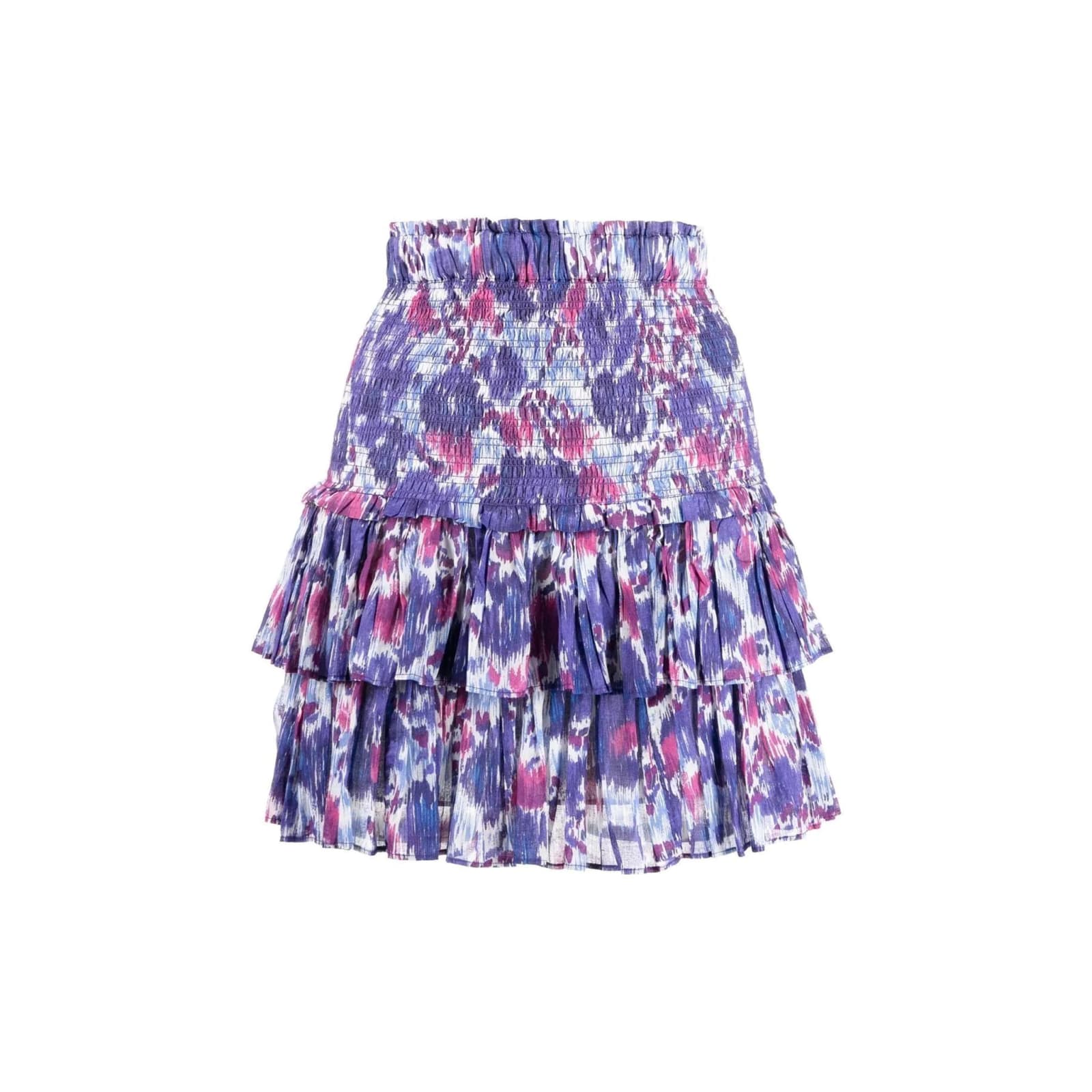 Isabel Marant Étoile Naomi Smocked Floral Tiered Skirt In Multicolor