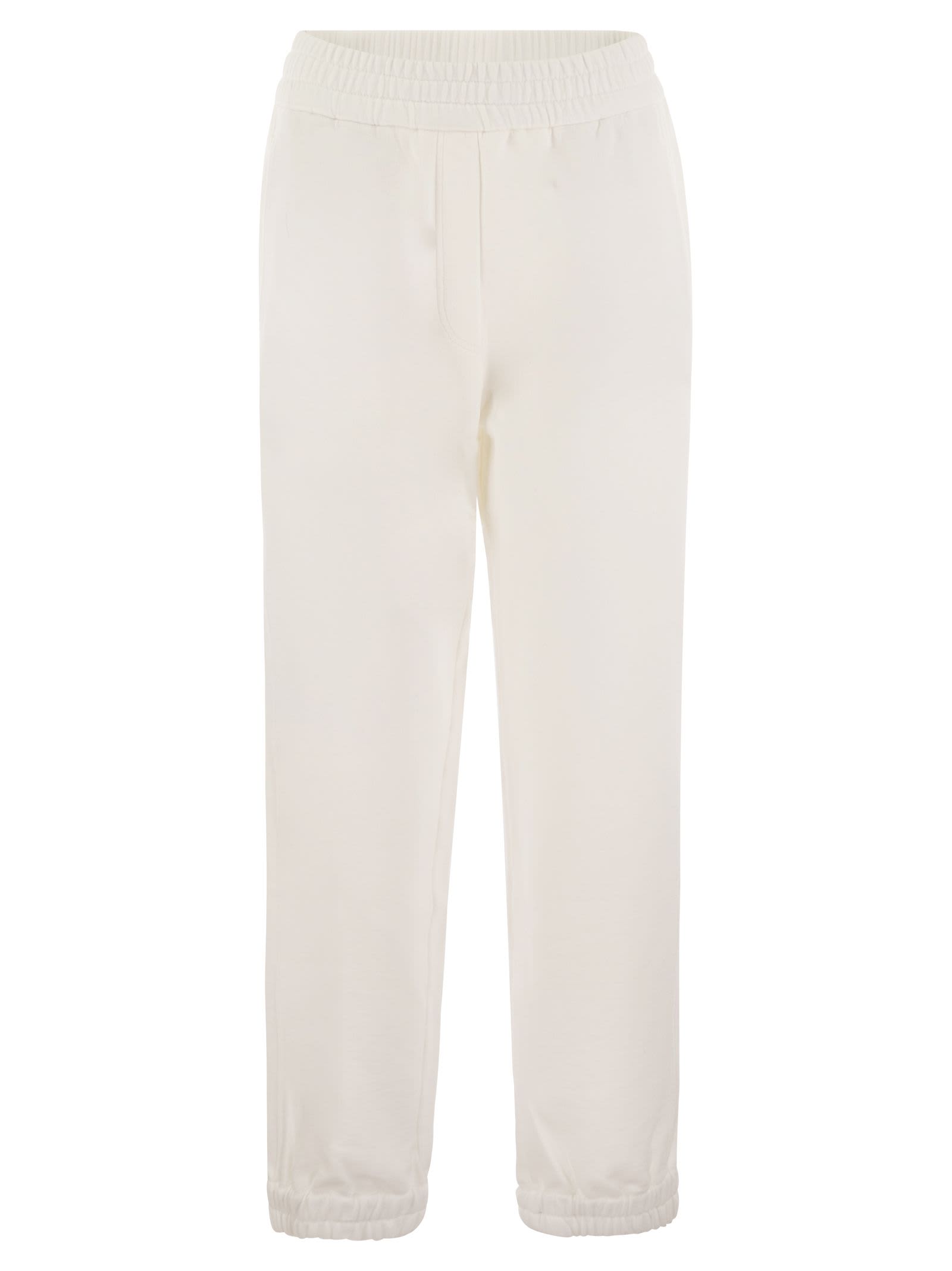 Shop Brunello Cucinelli Track Trousers In Light Cotton Fleece In White