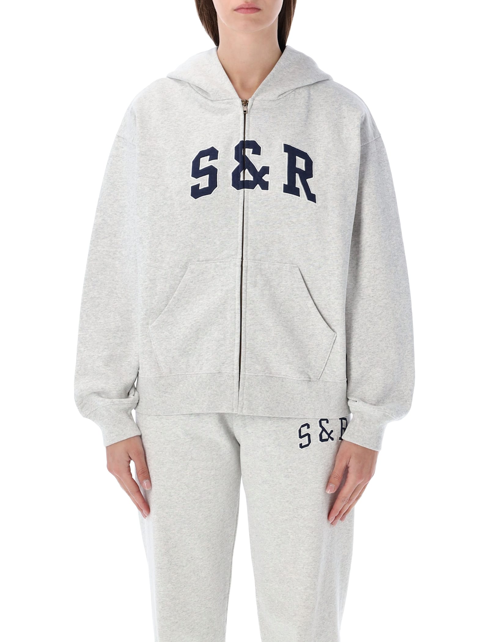 Sporty & Rich S&r Ivy Zip Hoodie In Gray