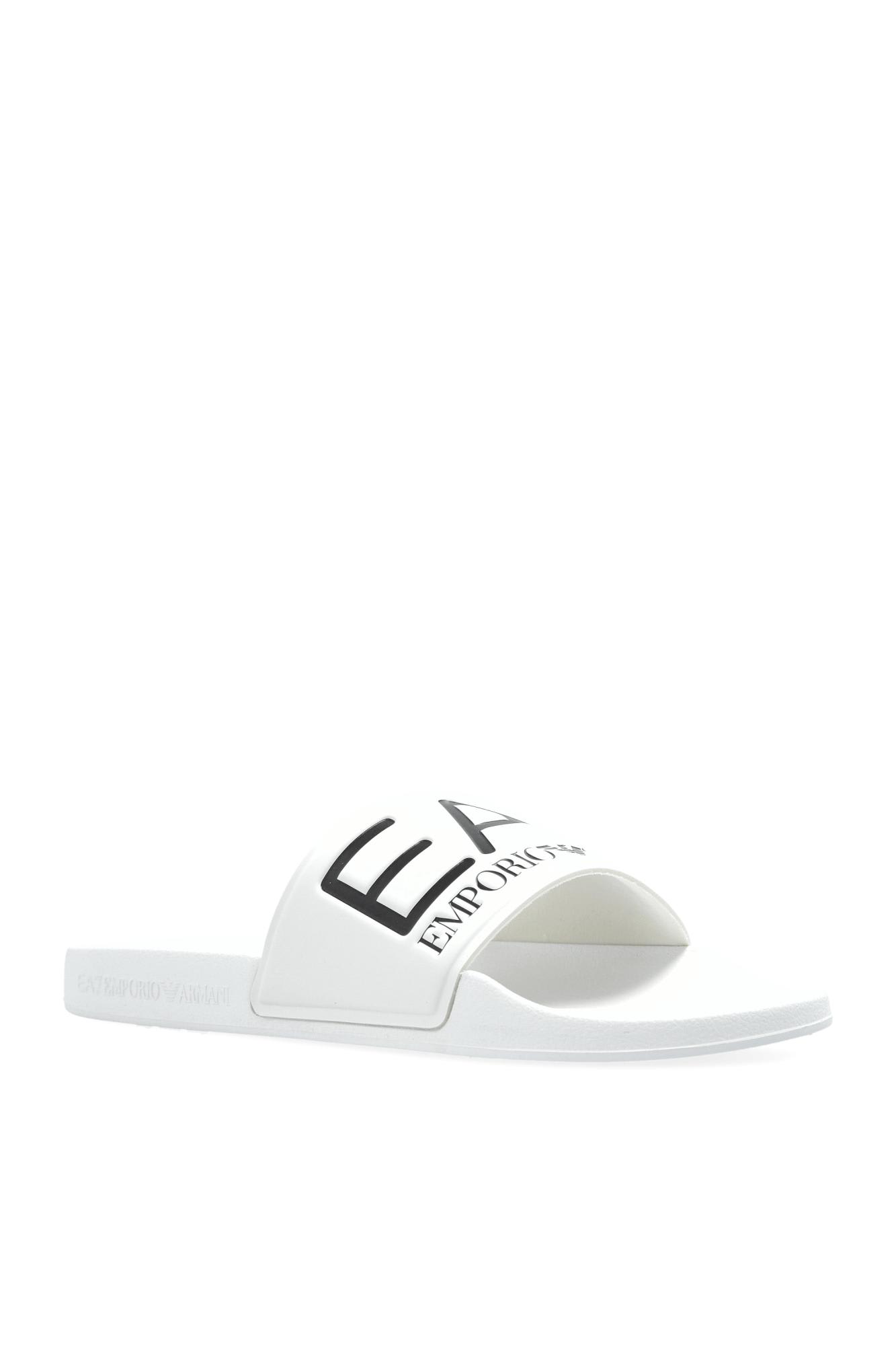 Ea7 Emporio Armani Rubber Slides With Logo In Ice