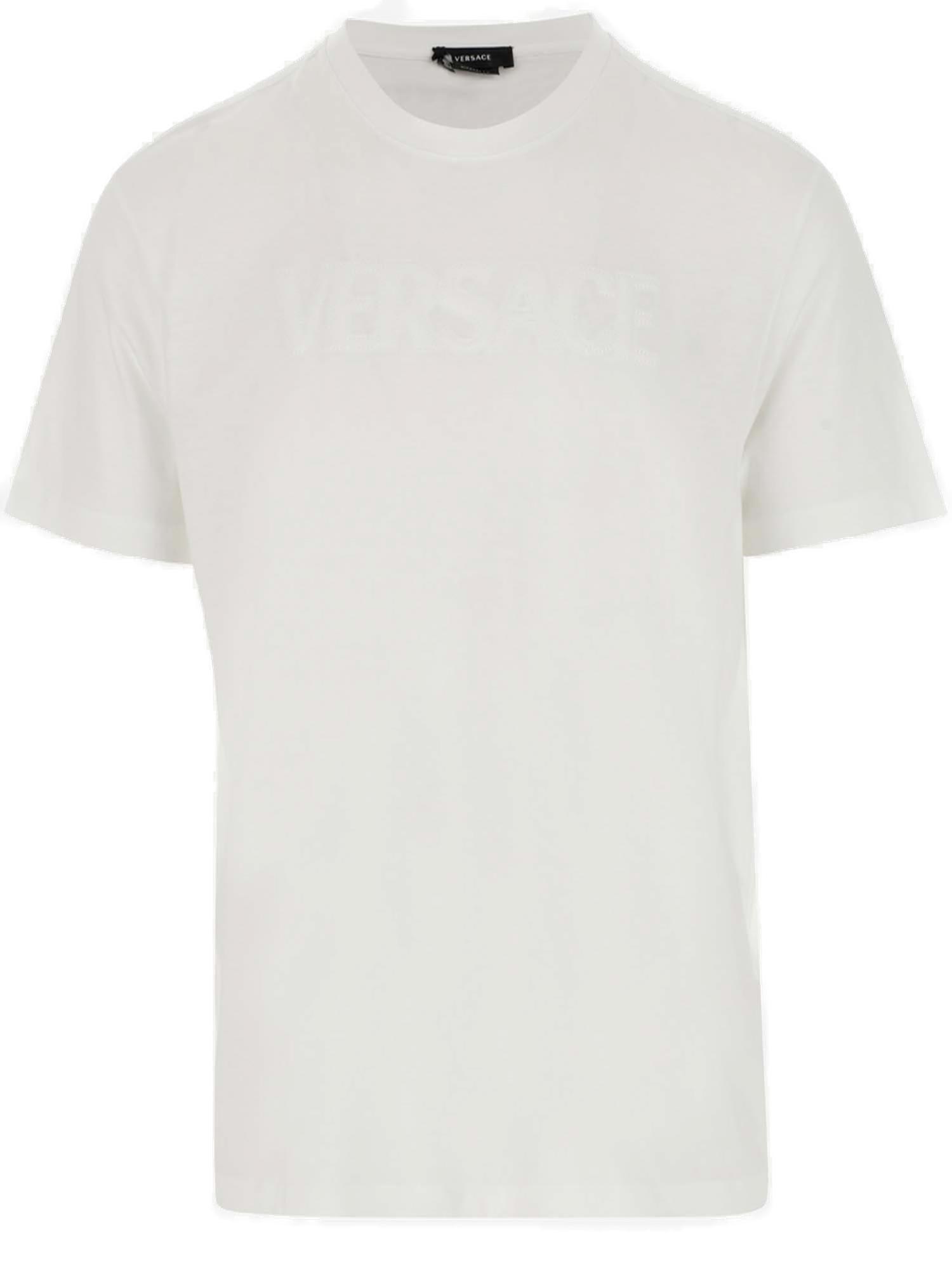 Versace Logo Embossed Crewneck T-shirt