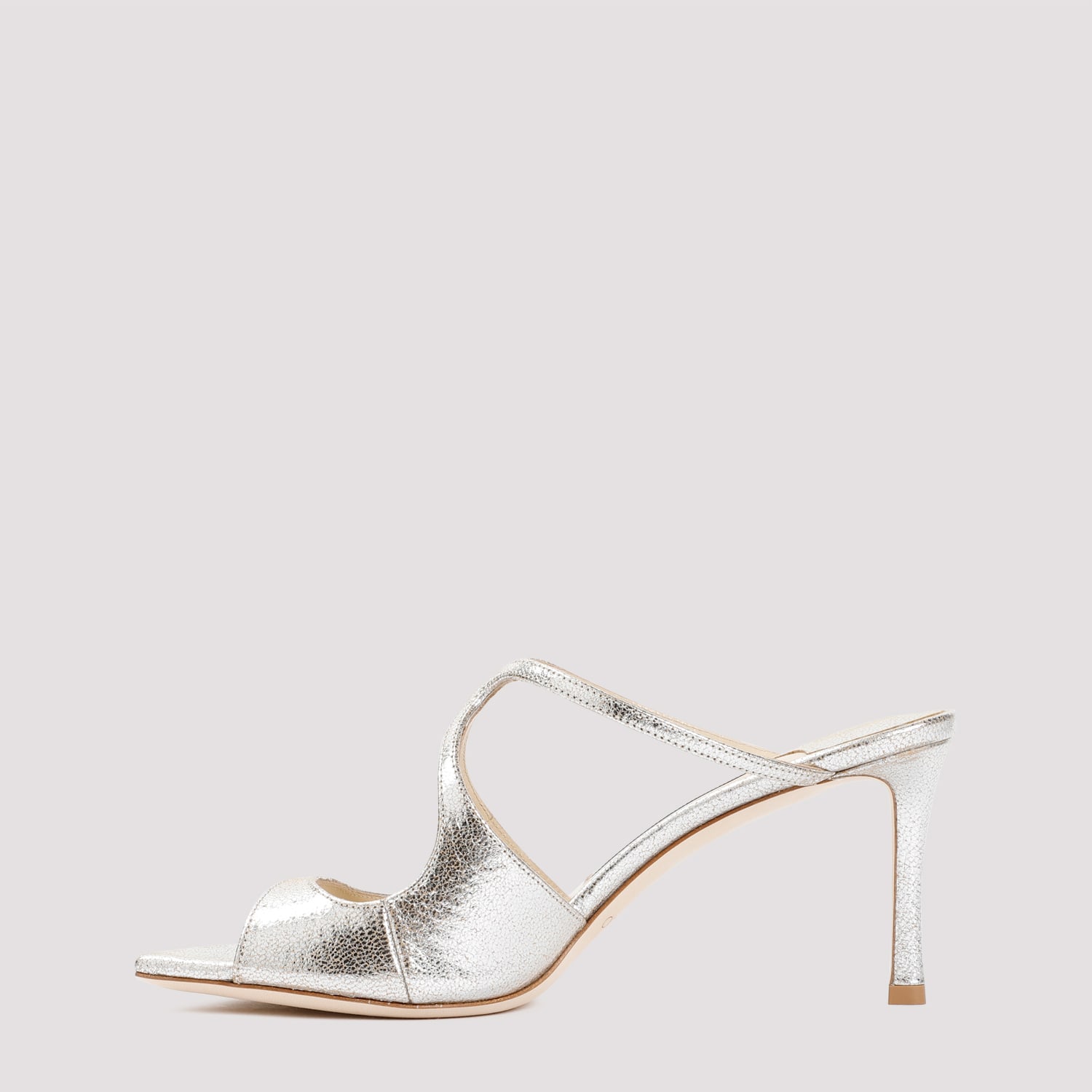 Jimmy Choo Champagne Laminated Leather Clogs In Gold