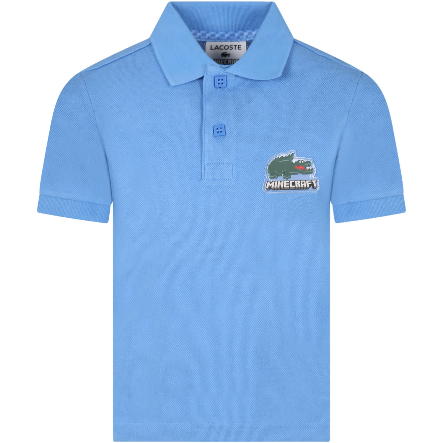 Lacoste Light-blue Polo Shirt For Boy With Pixelated Crocodile