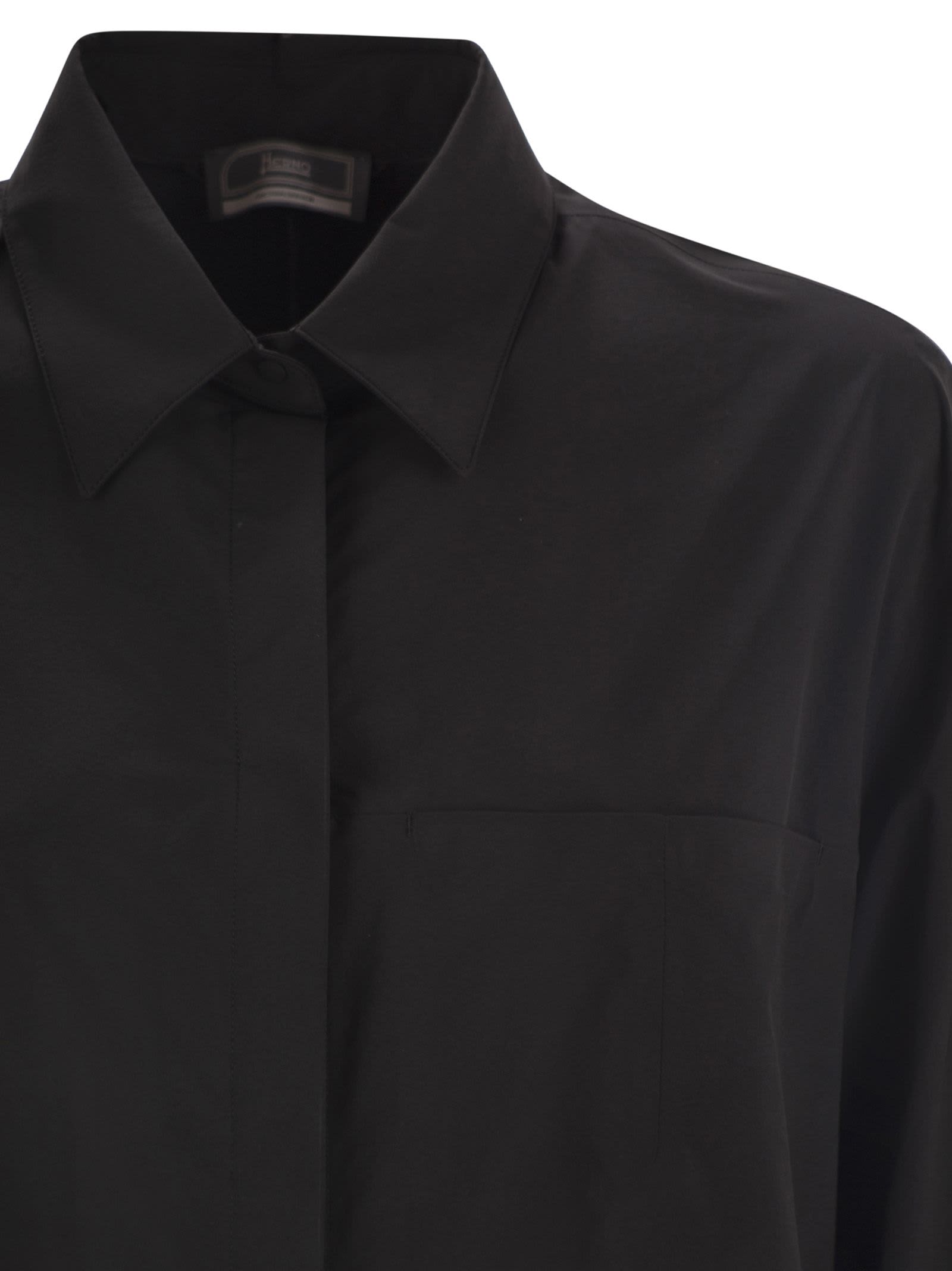 Herno Elasticated Cuff Textured Shirt In Black
