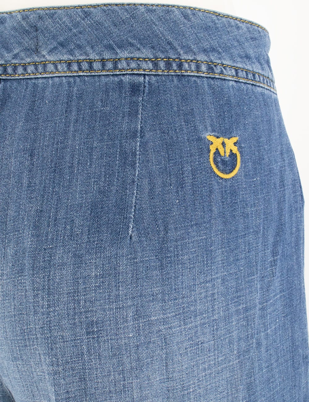 Pinko High-waisted Wide-leg Jeans With Vintage Wash In Lavaggio Medio Scuro