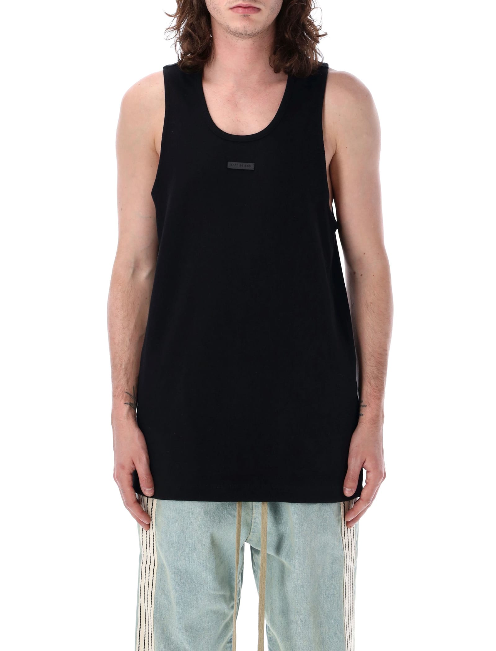 Shop Fear Of God Ribbed Tank Usa In Black