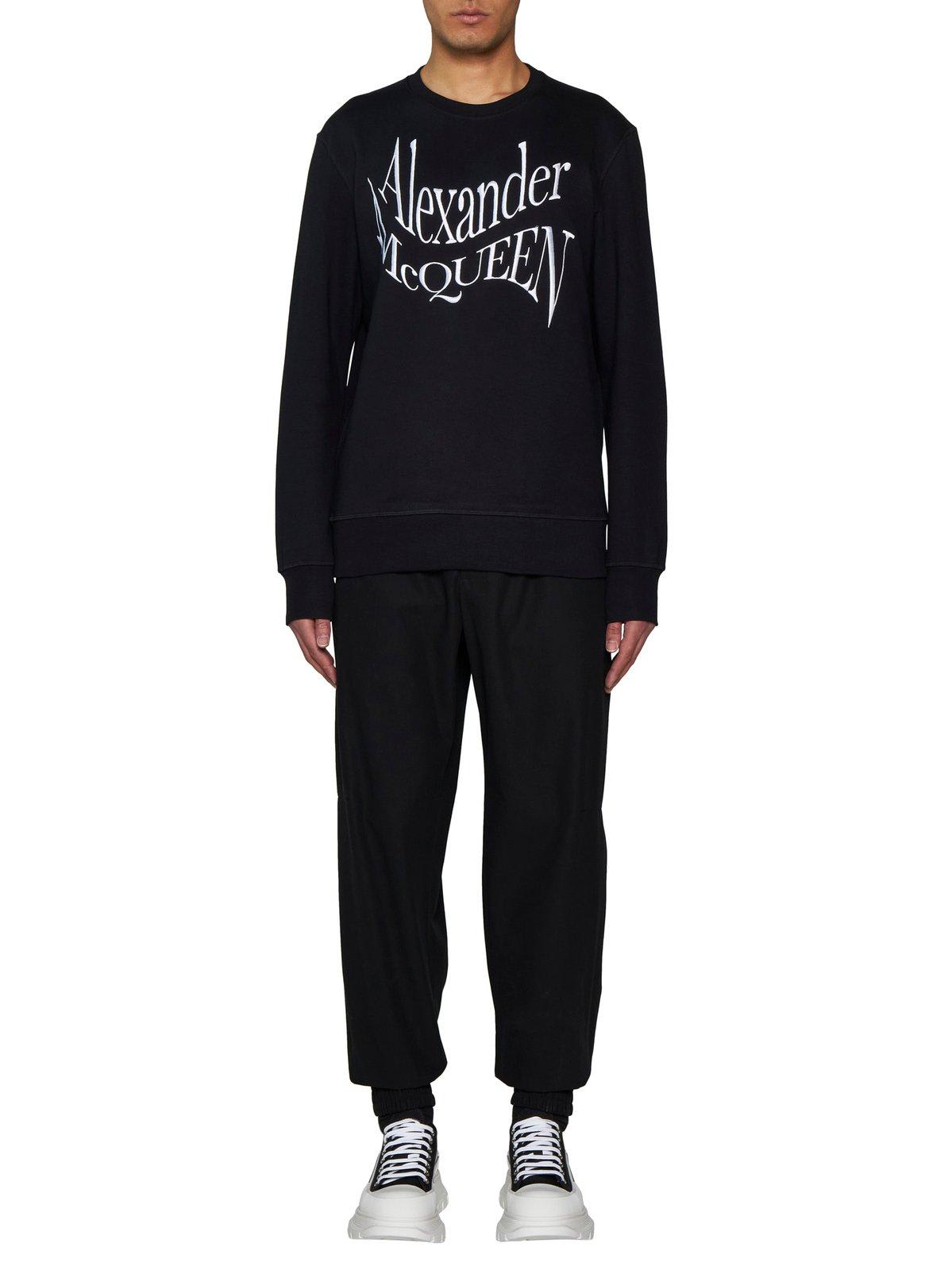 Shop Alexander Mcqueen Warped Logo Sweatshirt In Black