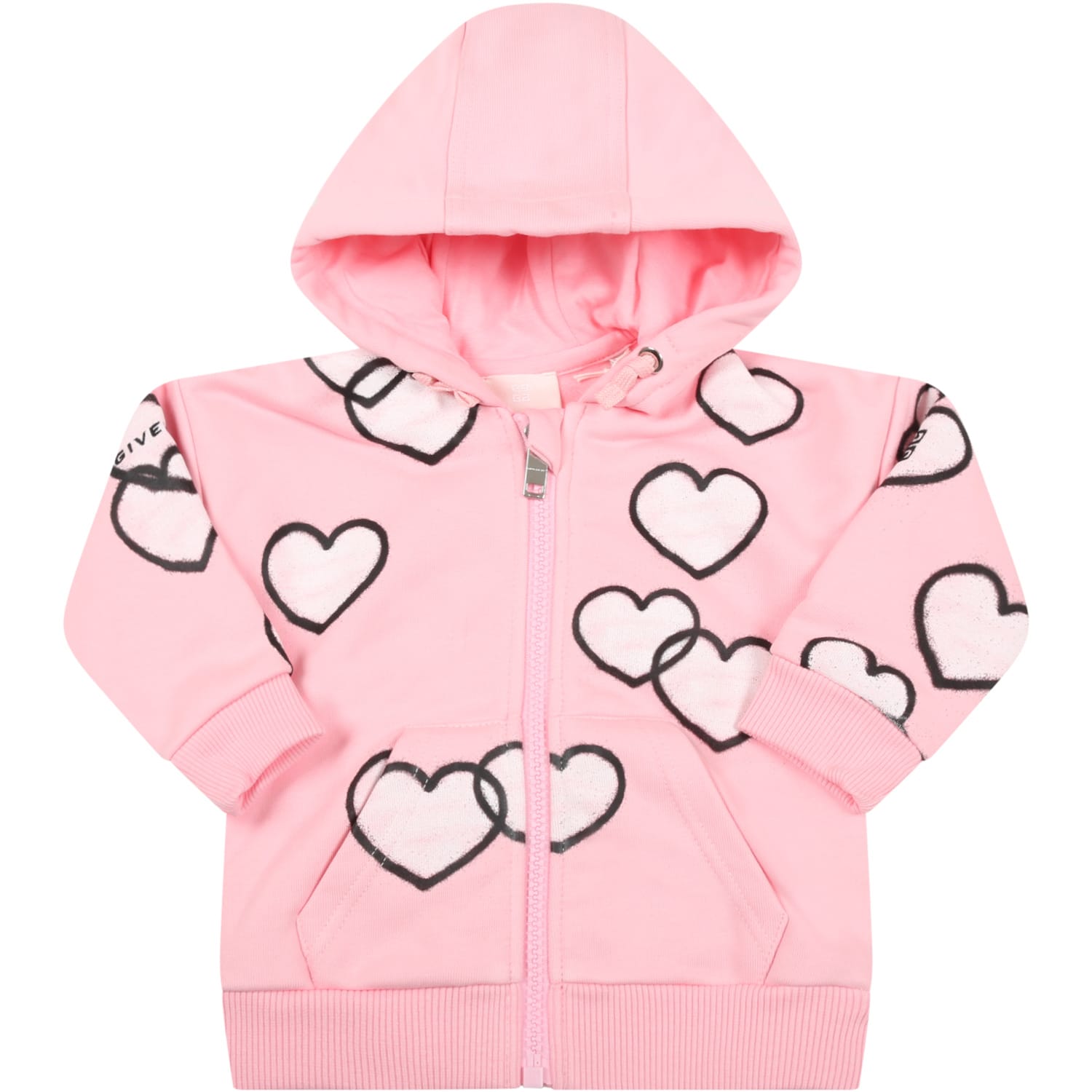 Givenchy Pink Sweatshirt For Baby Girl With Hearts