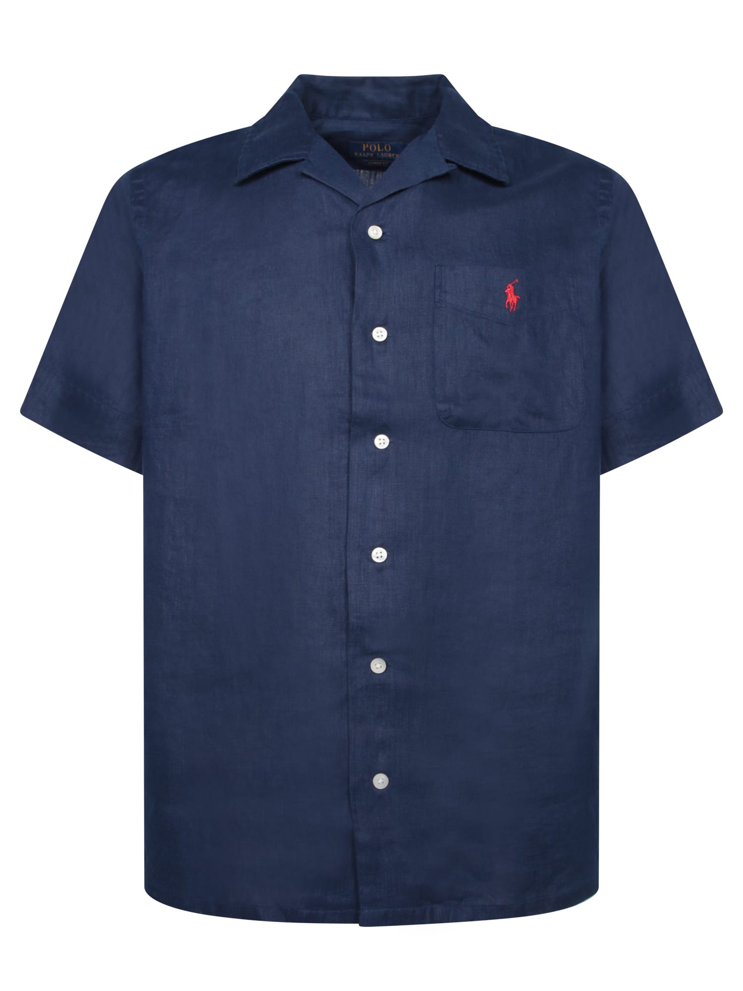 Shop Polo Ralph Lauren Blue Linen Bowling Shirt