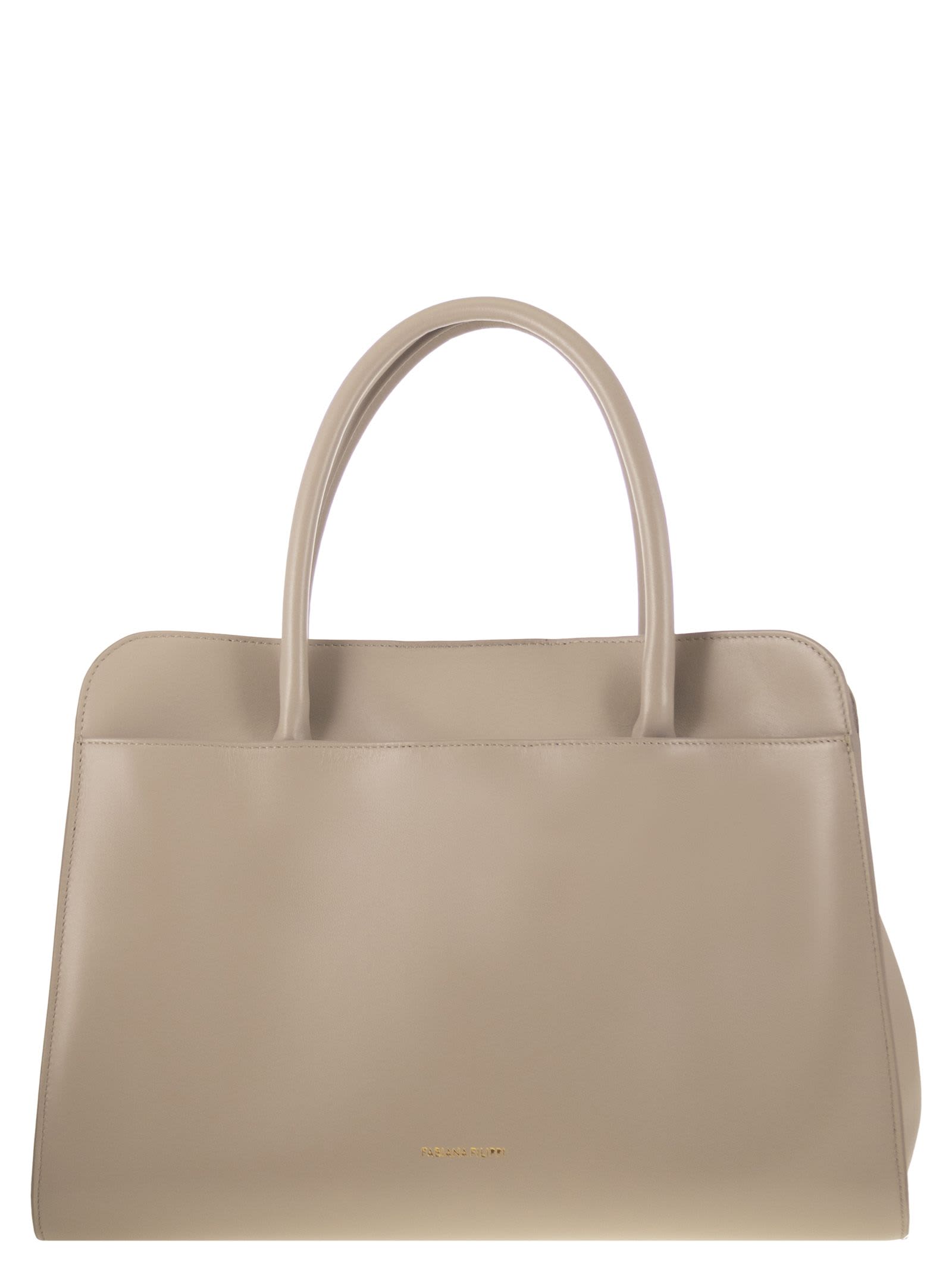 Fabiana Filippi Large Handbag With Metal Accessory In Beige