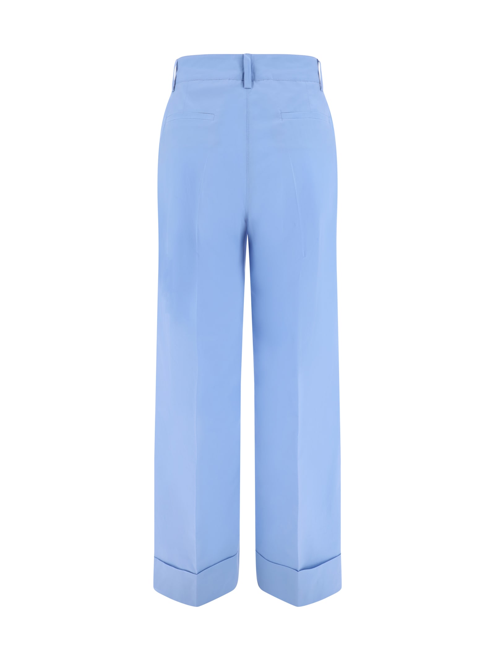Shop P.a.r.o.s.h Straight Buttoned Trousers In Azzurro