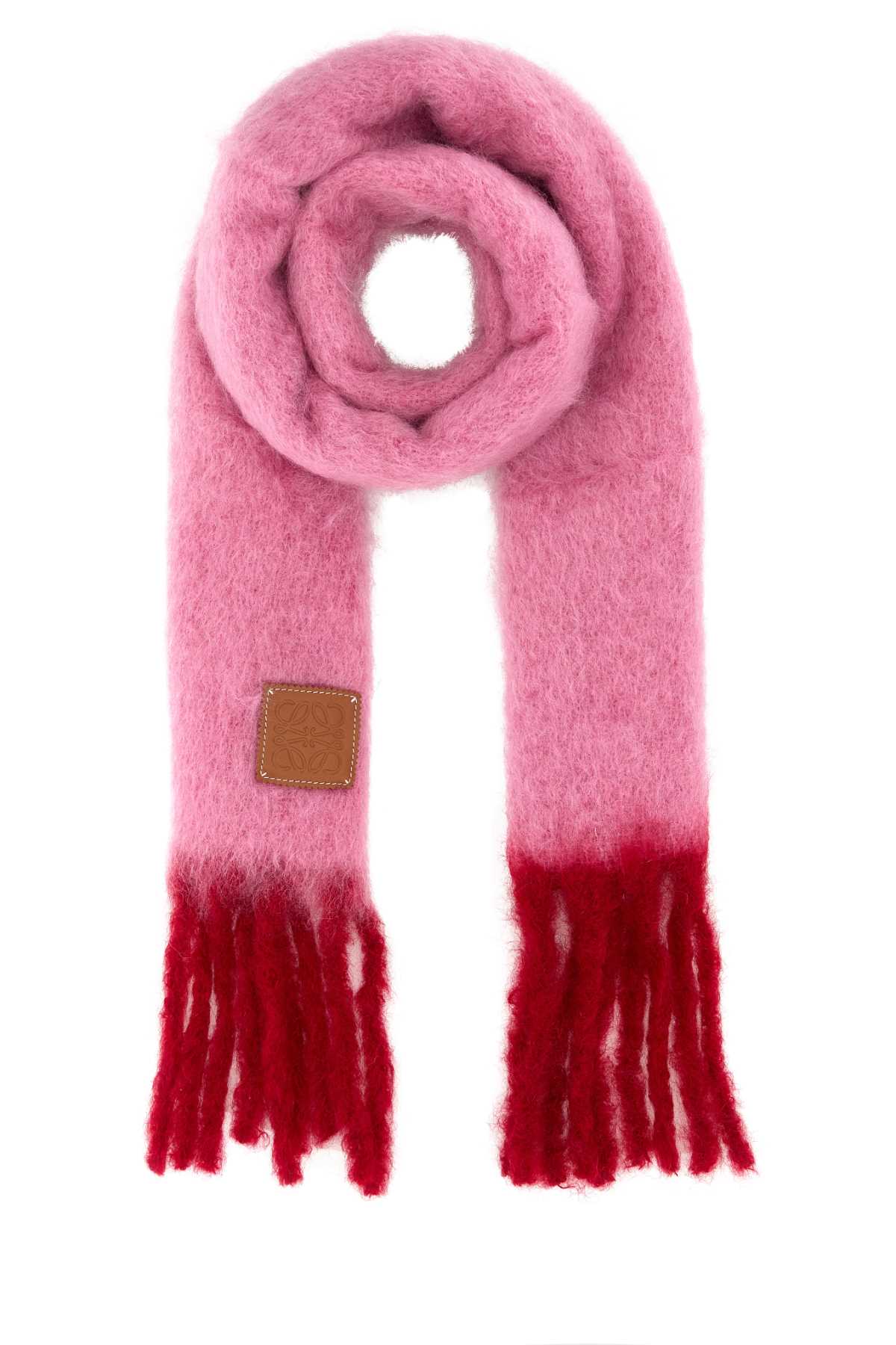 Shop Loewe Two-tone Mohair Blend Scarf In Pinkred