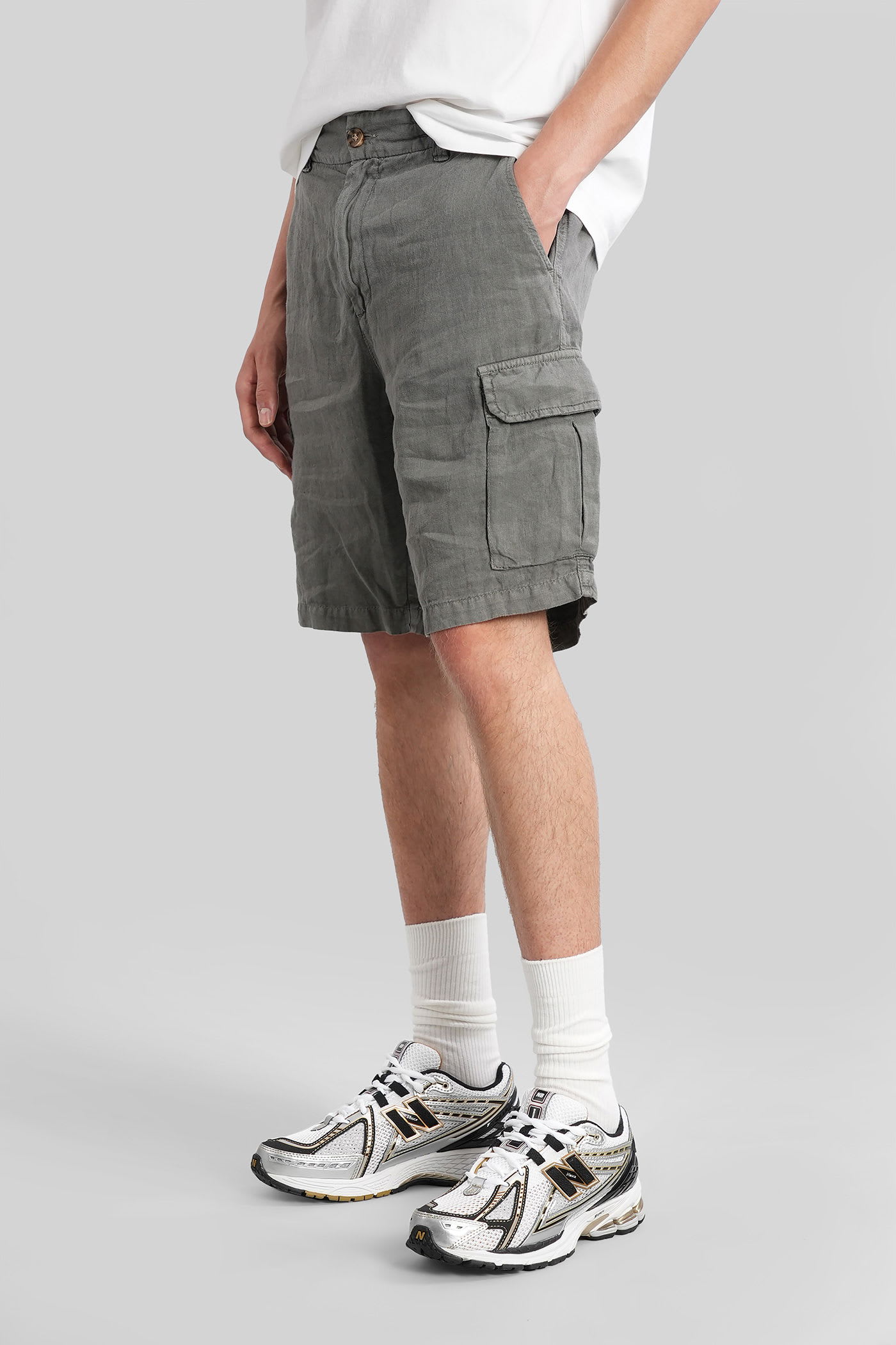 Mc2 Saint Barth Rodi Shorts In Grey Linen In Gray