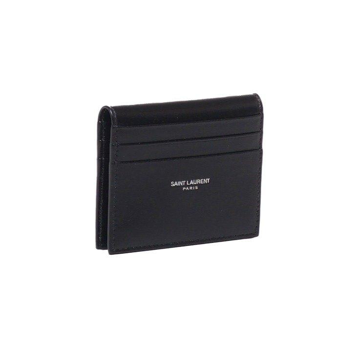 Shop Saint Laurent Paris Reversible Card Case In Black