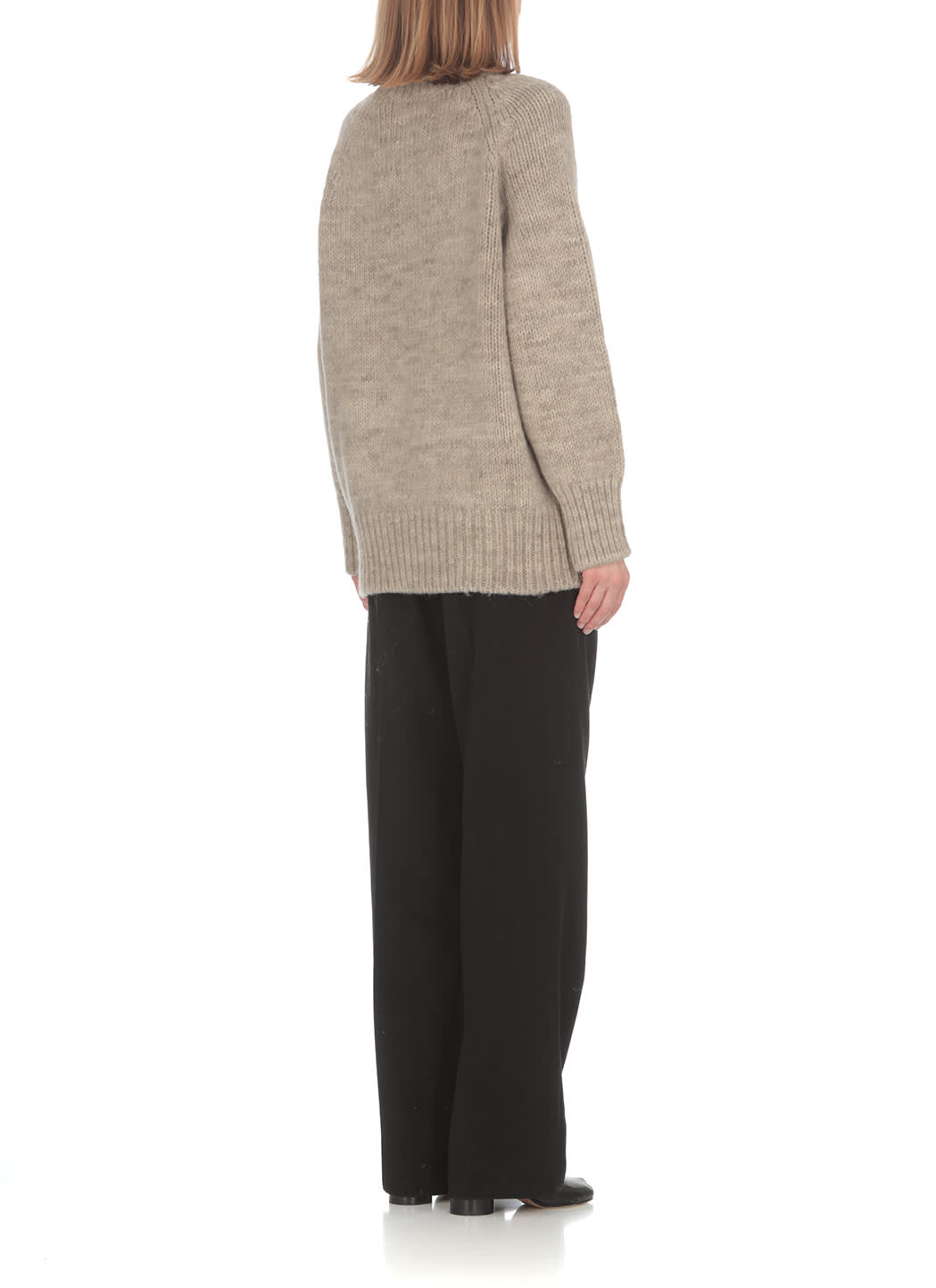 Maison Margiela Chunky-knitted Crewneck Jumper In Beige
