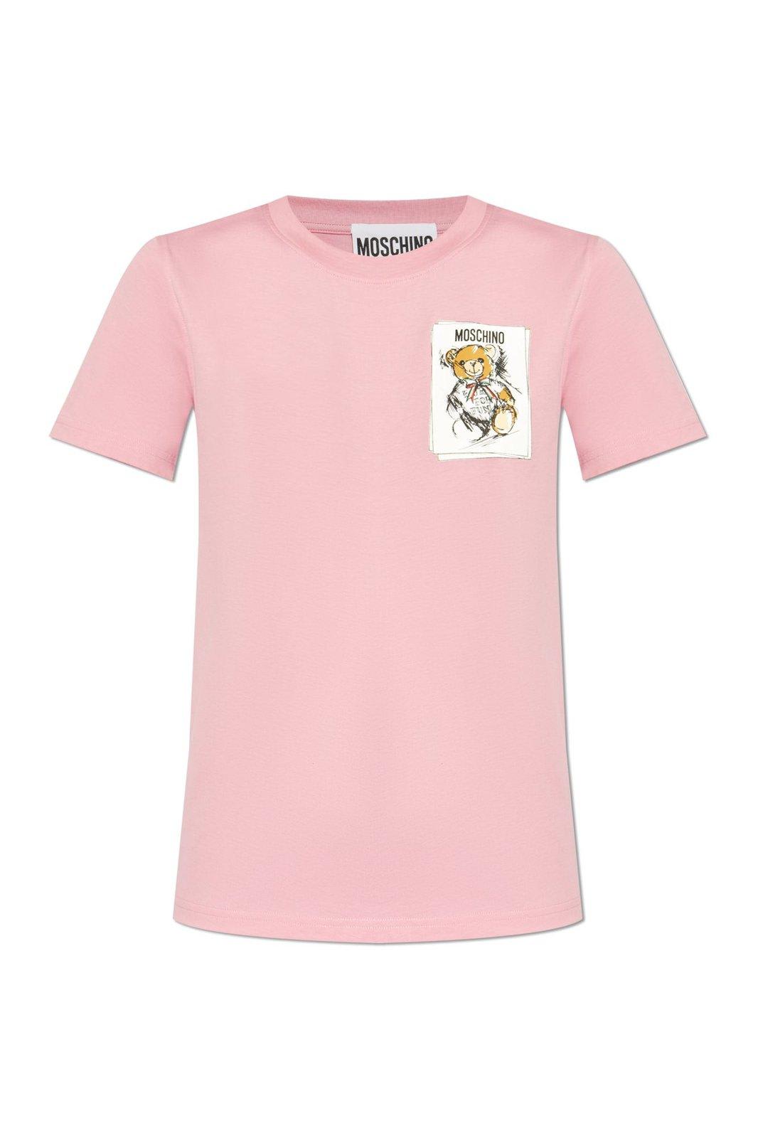 Shop Moschino Graphic Printed Crewneck T-shirt