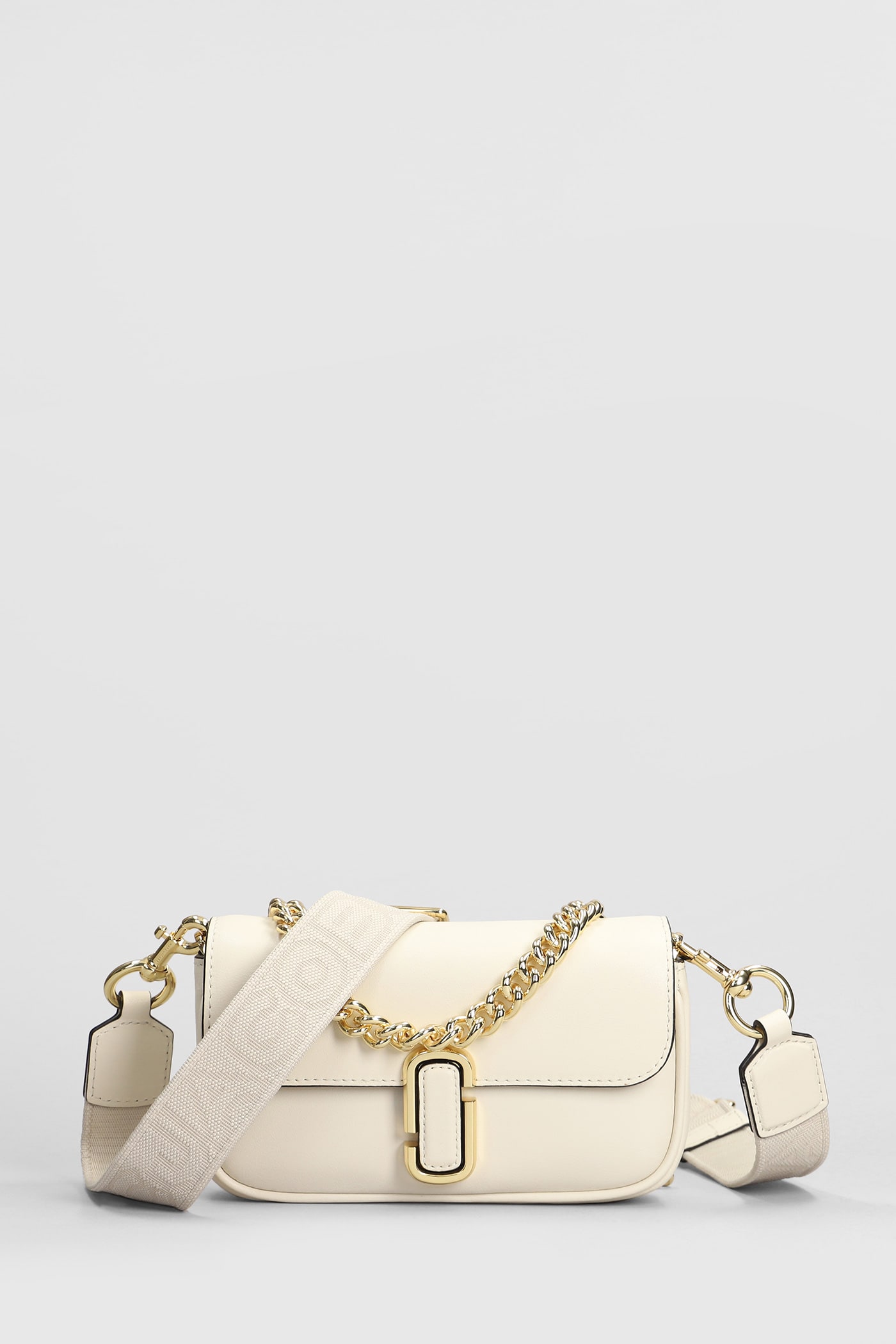 Shop Marc Jacobs The Mini Shoulder Shoulder Bag In Beige Leather