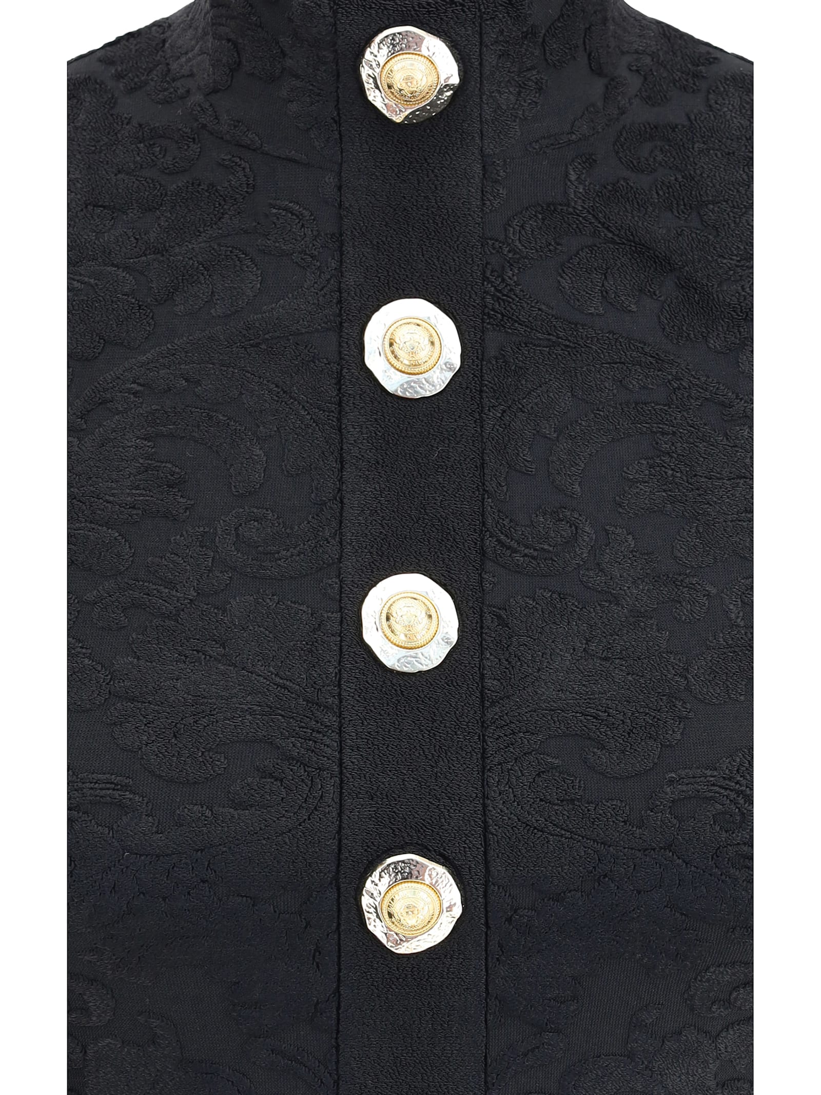 Balmain Women Baroque Crop Top In Black
