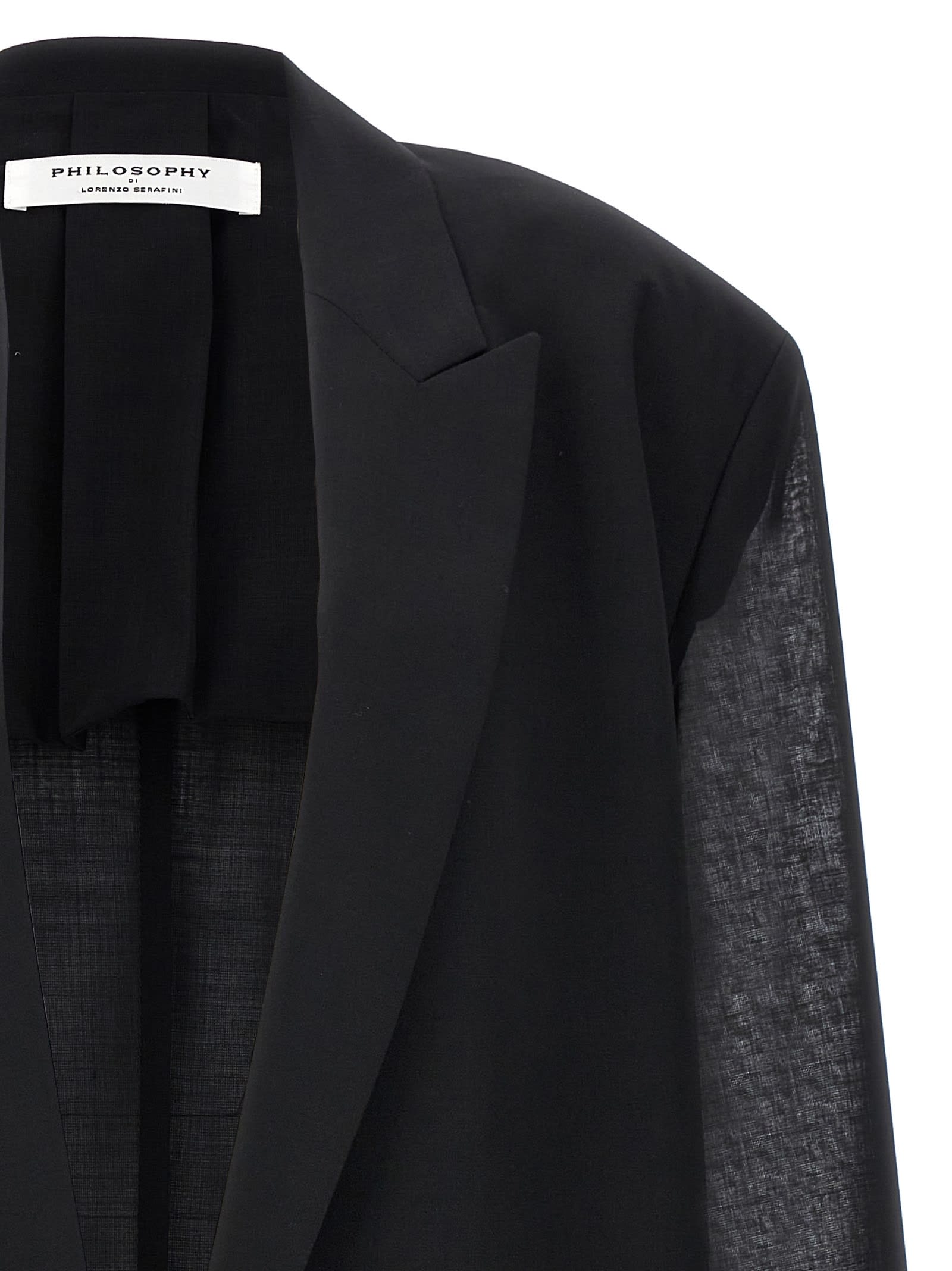 Shop Philosophy Di Lorenzo Serafini Single-breasted Wool Blend Blazer In Black