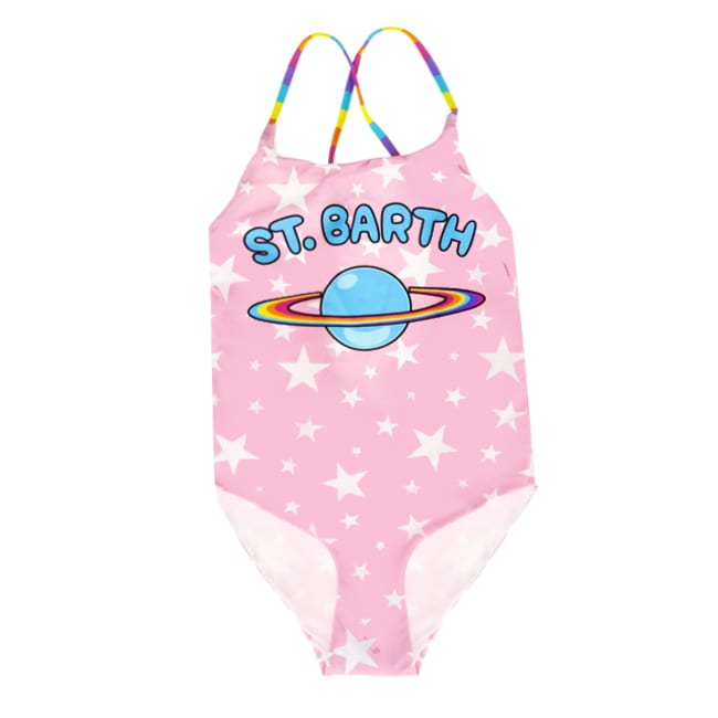 MC2 Saint Barth Little Stars And Planet All Over Print Girls One Piece