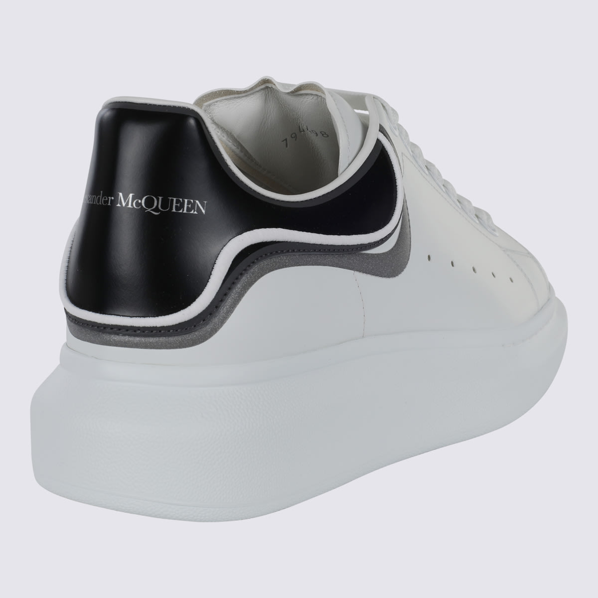 Shop Alexander Mcqueen White And Silver Leather Sneakers In White/ash Grey/multi