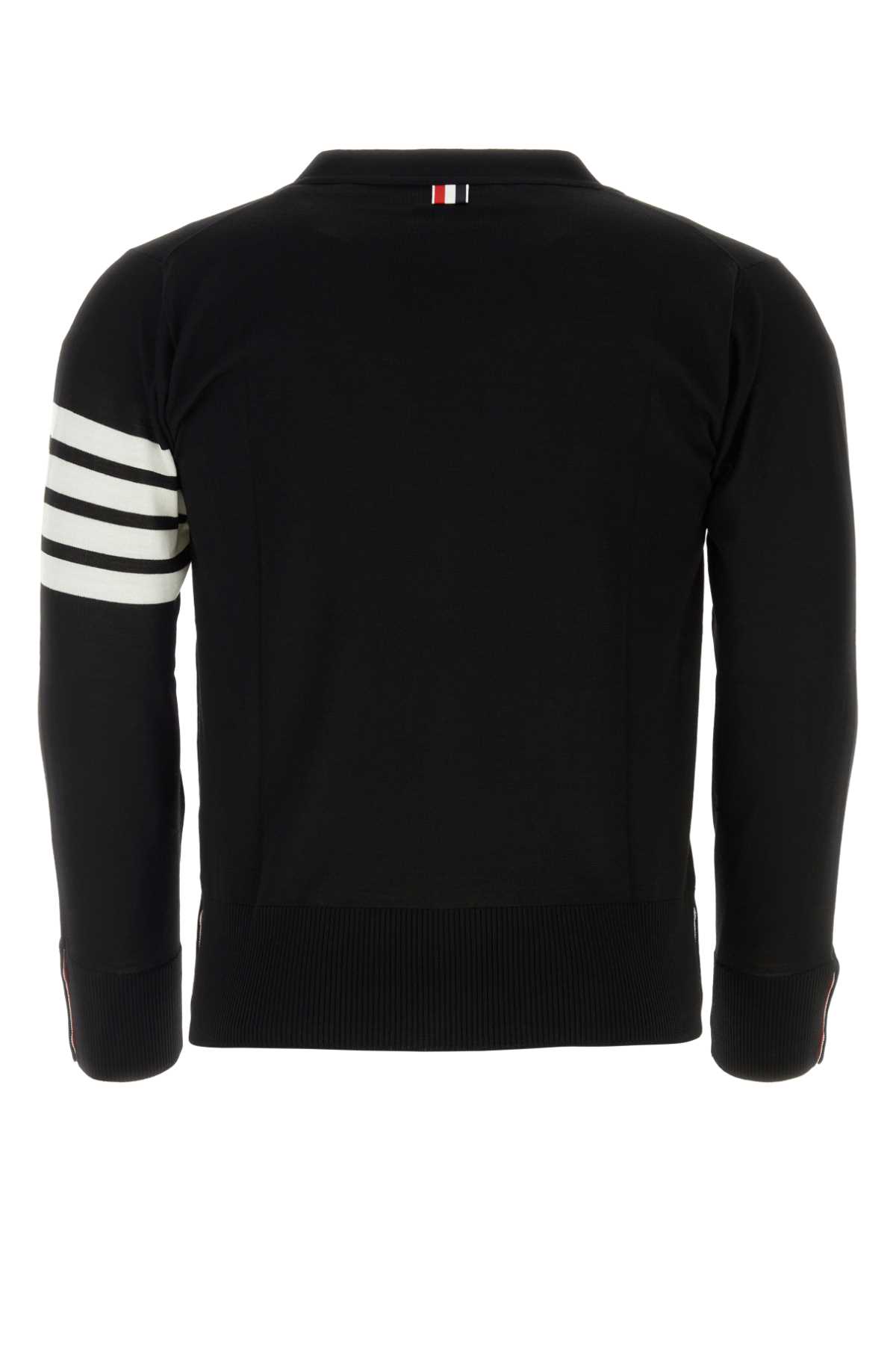 Shop Thom Browne Black Wool Cardigan In 001