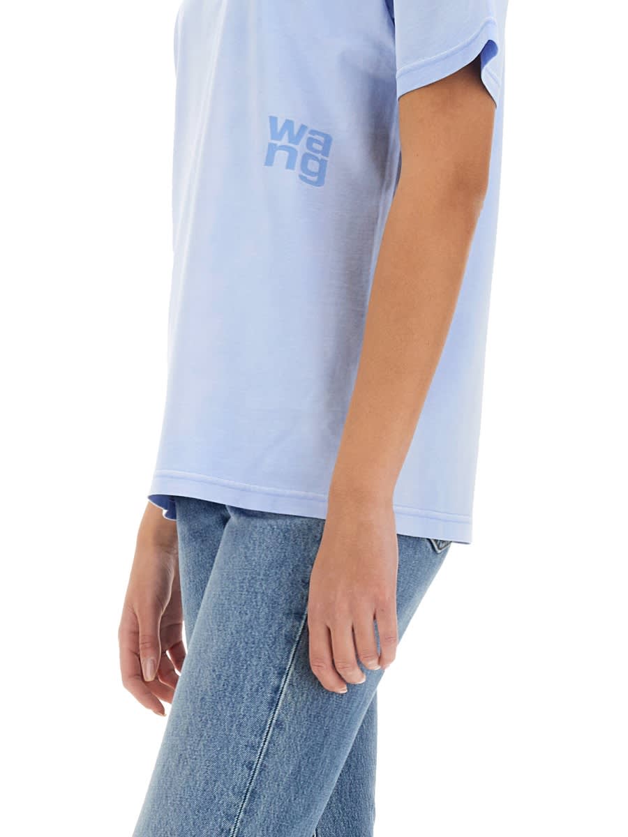 Alexander Wang T T By Alexander Wang Relaxed-fit Cotton T-shirt With Subtle Logo Detail In Baby Blue