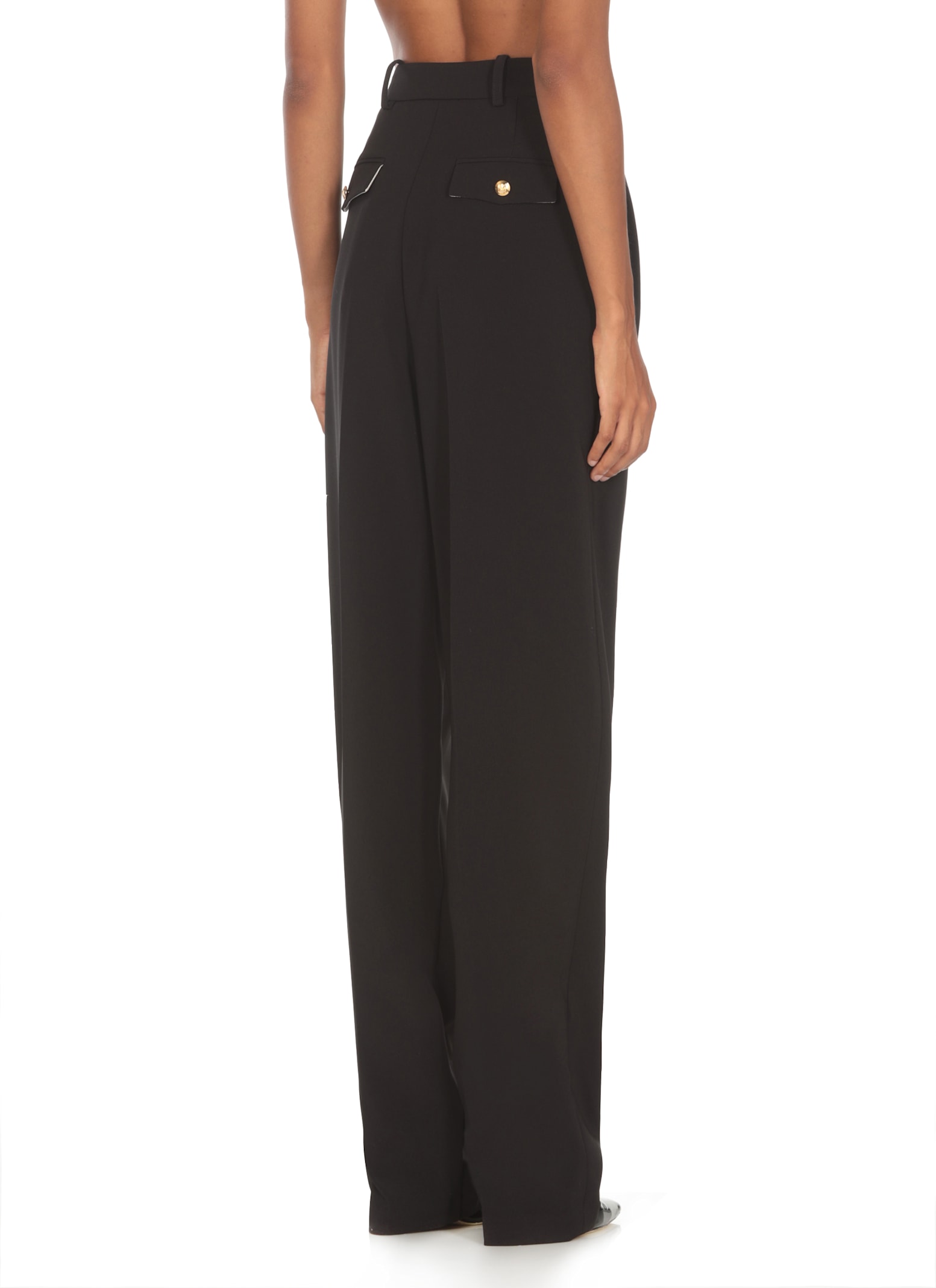 Shop Elisabetta Franchi Crepe Pants In Black